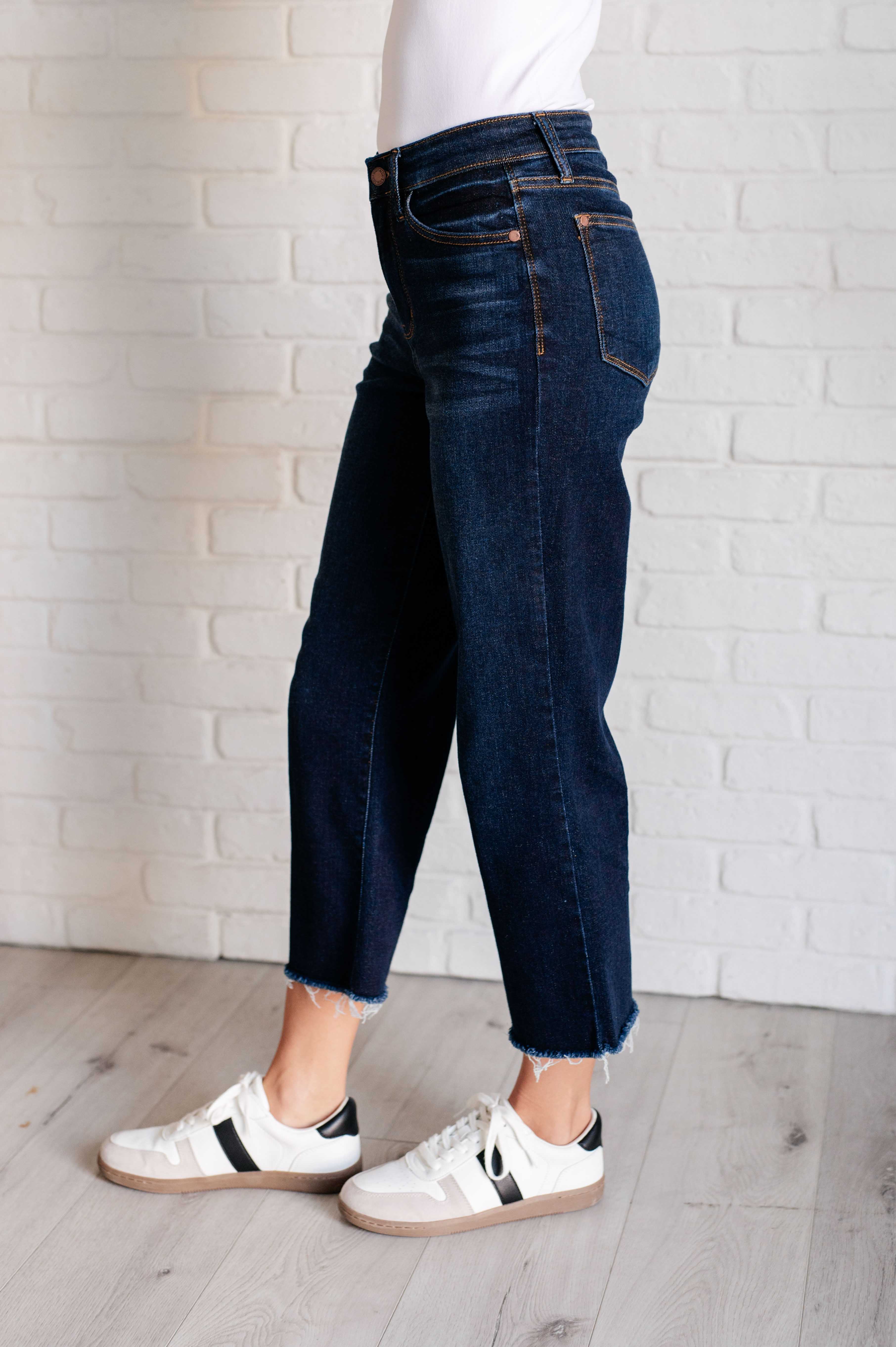 Madeline High Rise Cropped Wide Leg Jeans for Women - Stretch Denim Pants with Comfortable Fit - Perfect for Casual Outfits, Workwear and Street Style Fashion
