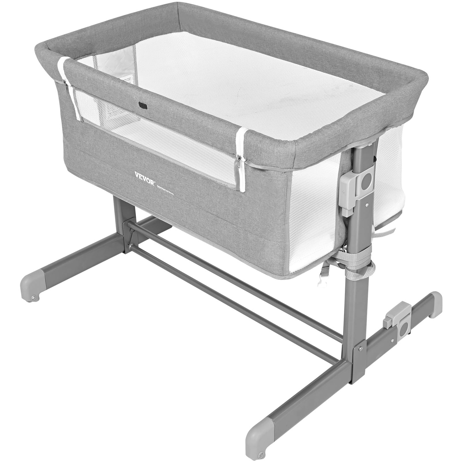 VEVOR Adjustable Baby Bassinet Bedside Sleeper - 5-Level Height, Wheels & Comfy Mattress - Mosquito Net & Side-Opening Crib for Newborns (Girl & Boy) - Perfect for Nursery, Bedroom & Travel
