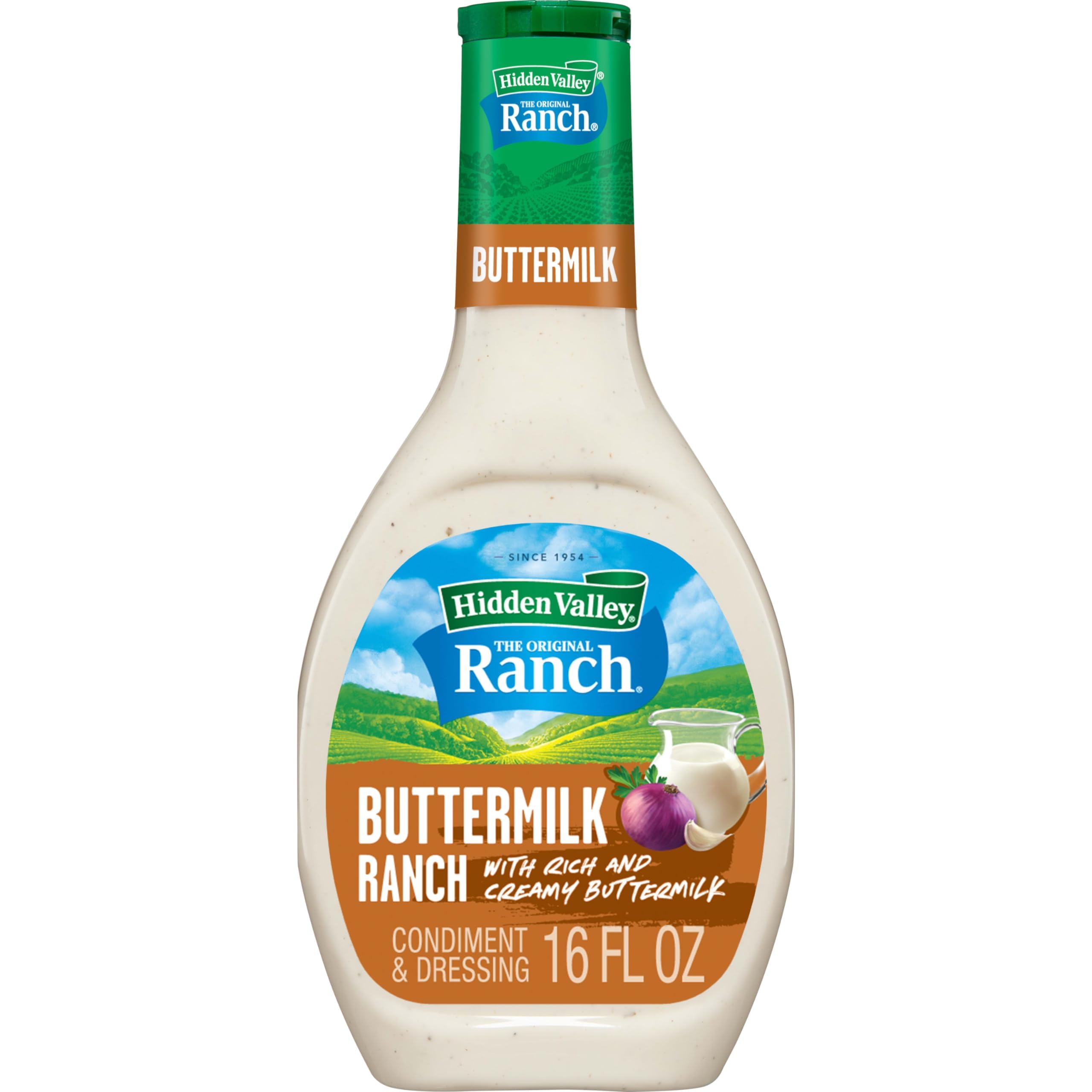 Hidden Valley Ranch Dressing & Dipping Sauce - Buttermilk Flavor, Gluten Free, 16 oz Bottle - Perfect for Salads, Veggies, Wings & Party Dips