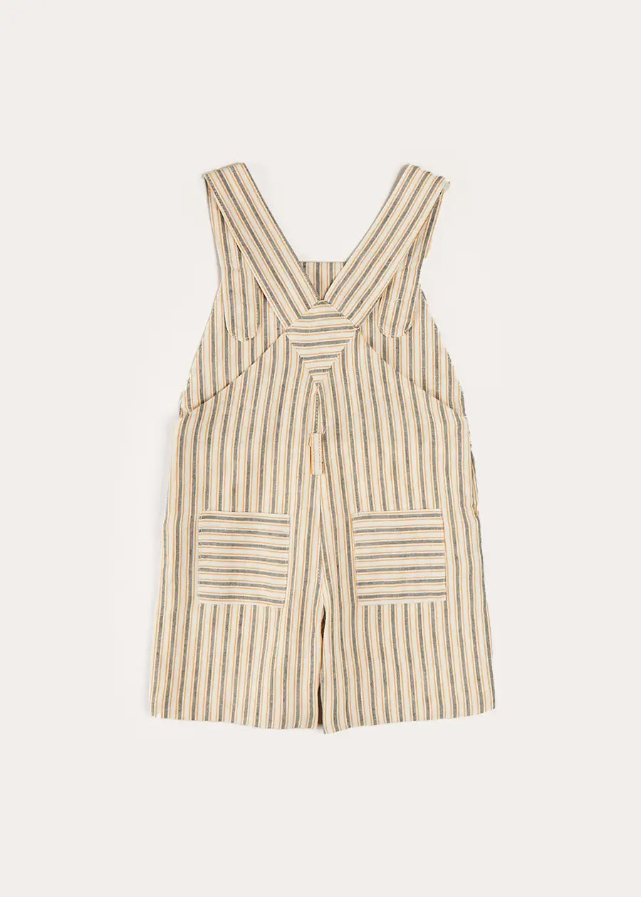 **Green Striped Pocket Front Dungarees for Kids (18 Months - 4 Years) | Comfortable & Stylish Toddler Overalls for Playtime & Outdoor Adventures**
