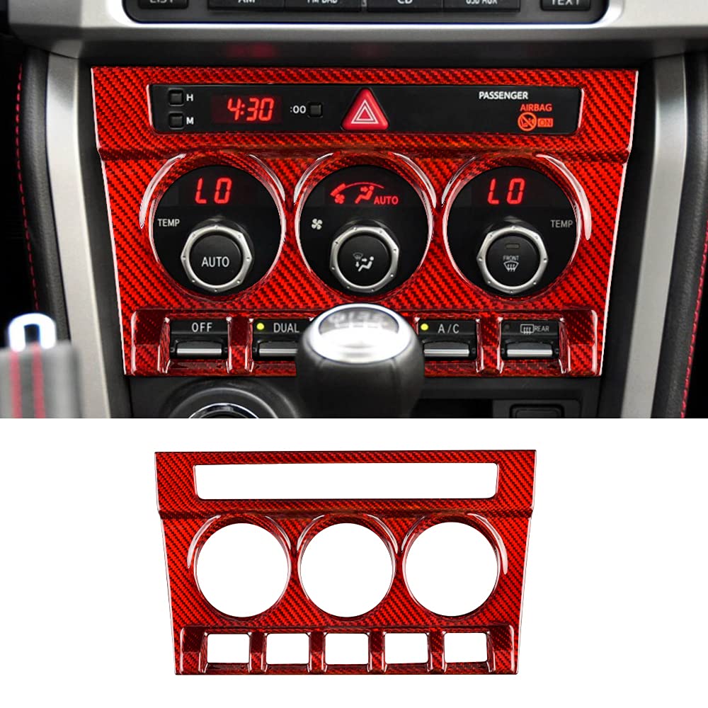 Carbon Fiber Center Console Cover for Subaru BRZ & Toyota 86 (2013-2020) - Red Auto AC Vent Switch Panel Sticker - Interior Accessories for Car Customization & Protection