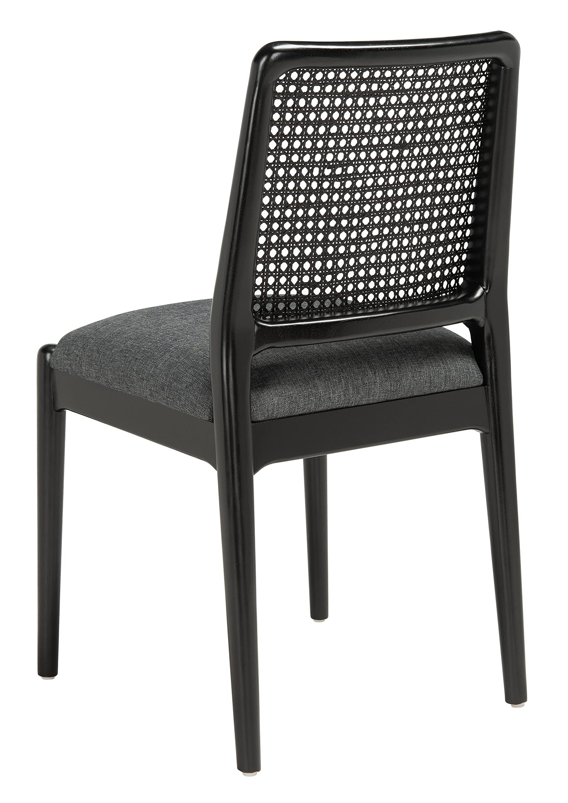 SAFAVIEH Reinhardt Rattan Cushion Dining Chairs (Set of 2) - Fully Assembled Black/Grey Modern Kitchen & Patio Furniture - DCH8800C-SET2 for Indoor Outdoor Dining Room, Breakfast Nook, and Garden Decor