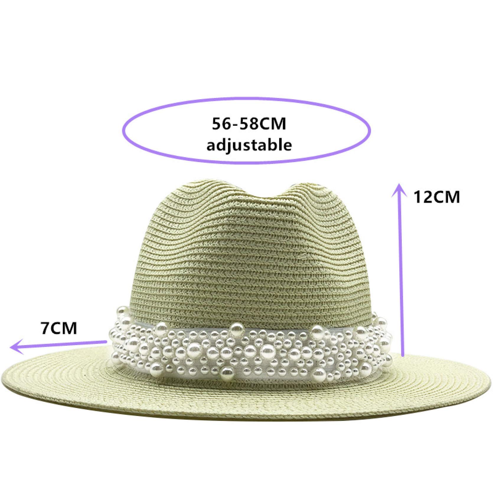 YURASIKU Women's Lightweight Straw Fedora Hat with Adjustable Pearl Band - Handmade Sun Hat for Vacation, Beach, Summer Outfits & Outdoor Activities