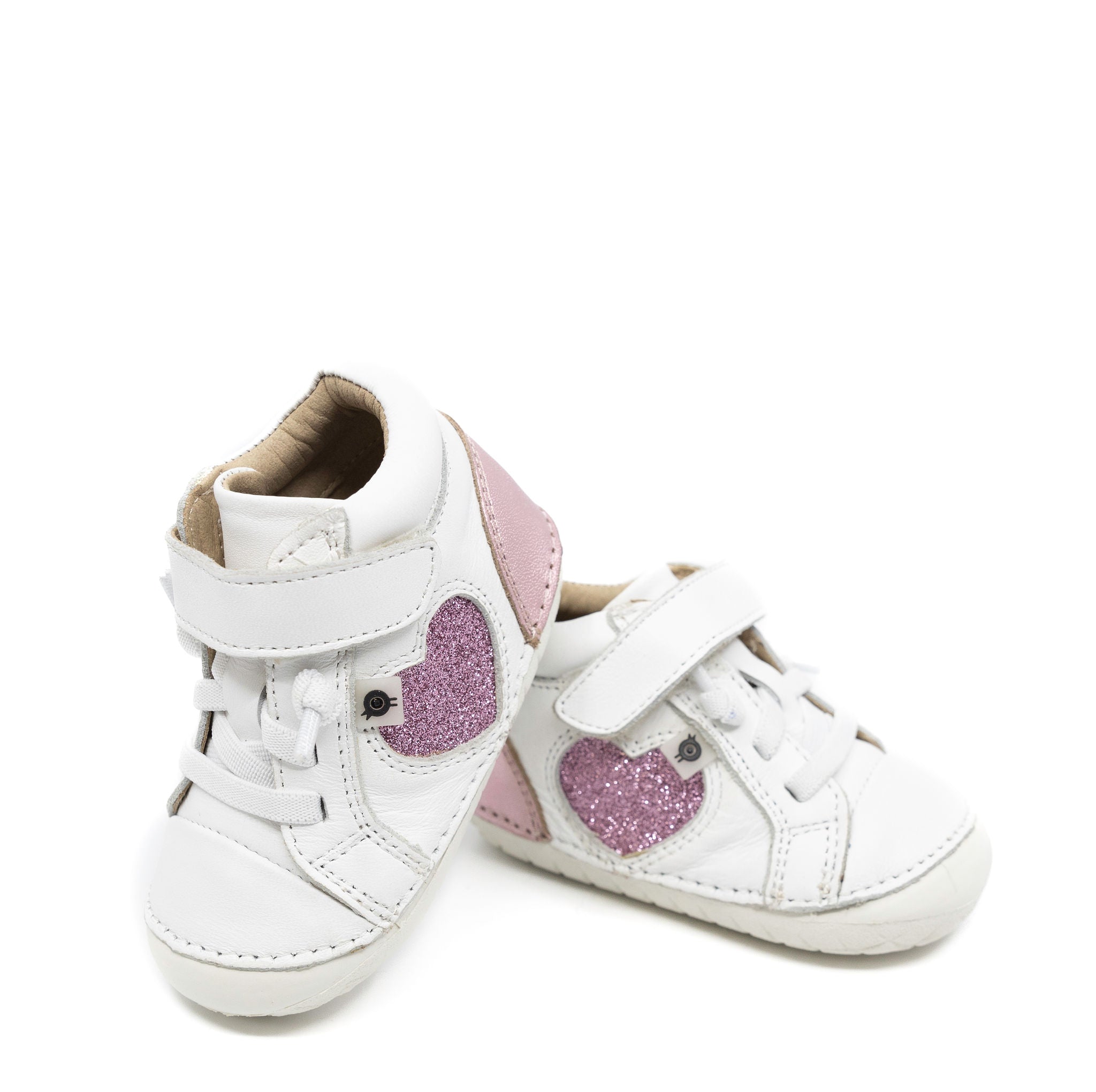 Old Soles White and Pink Heart Baby Sneakers - Cute First Walking Shoes for Toddlers & Infants - Perfect for Playdates, Parties, and Everyday Wear
