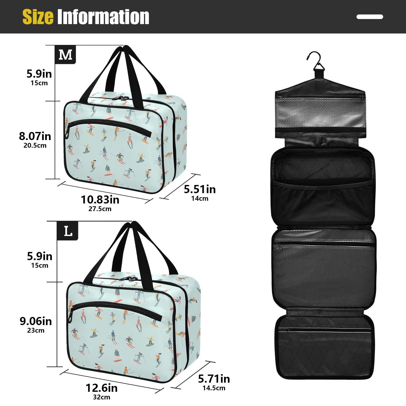 CHIFIGNO Hanging Travel Cosmetic Bag - Waterproof Makeup Organizer for Women & Men - Perfect for Bathroom, Shower, Gym, Skiing & Snowboarding - Holds Toiletries, Accessories & Shampoo