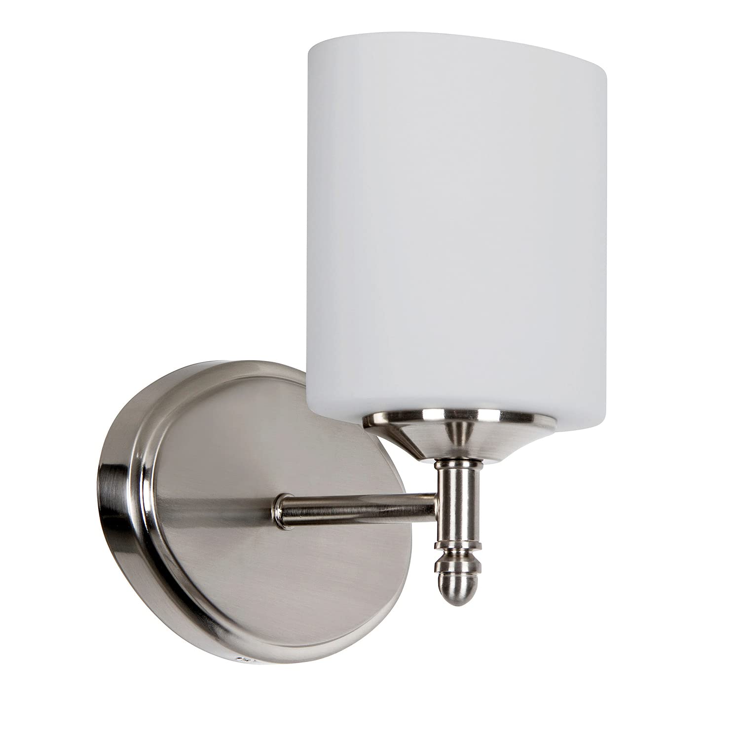 F11001-80 Modern Vanity Light Fixture - 1-Light Bathroom Sconce in Bright Satin Nickel Finish - Perfect for Bedroom, Bathroom & Dressing Room Lighting