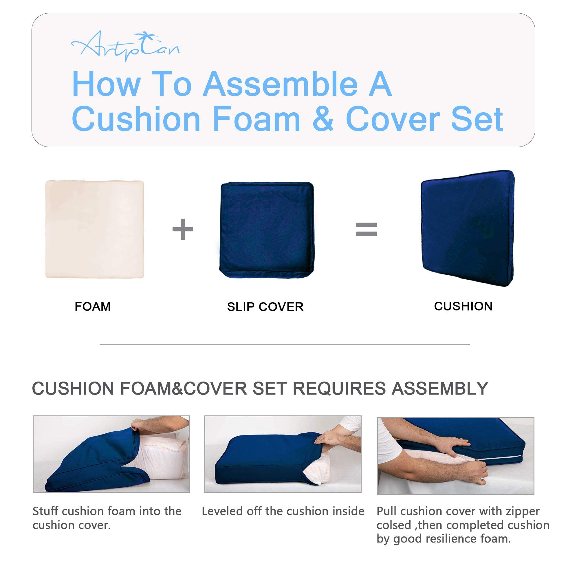 **ARTPLAN All-Weather Indoor/Outdoor Chair Cushions Set – Deep Seat & Back Pillows for Patio Furniture – Waterproof & UV Resistant – Perfect for Garden, Deck, Poolside & Outdoor Lounging**