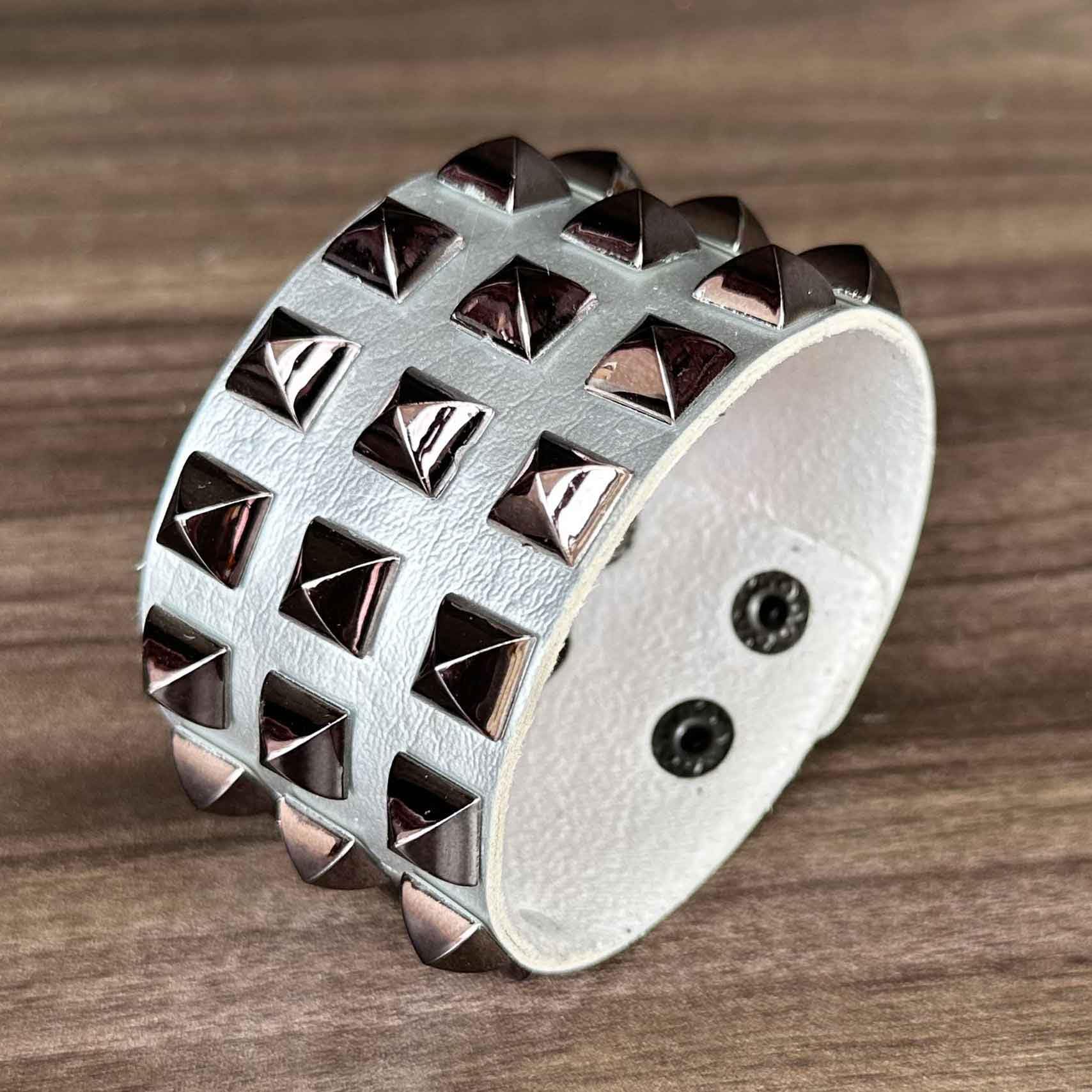 Punk Rock Pyramid Rivet Studded Wristband - Wide PU Leather Arm Cuff Bracelet for Women - Gothic Fashion Accessory for Concerts, Festivals & Punk Style Outfits