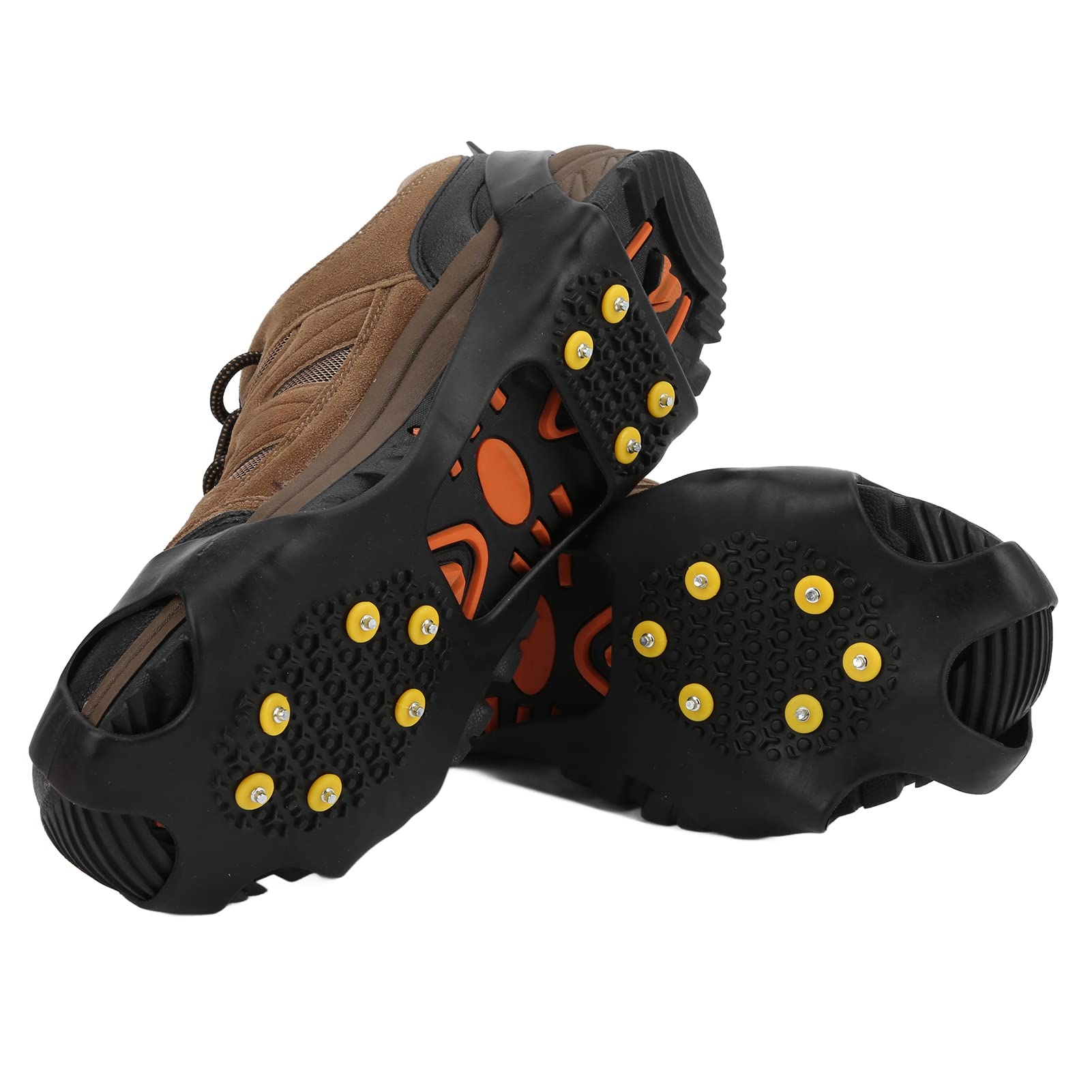 Foldable 10-Tooth Hiking Crampons - 2PCS Non-Slip Ice Cleats for Snow Shoes | Lightweight Rubber Spikes for Mountaineering, Ice Fishing & Hunting | Perfect for Winter Trails, Slippery Terrains & Outdoor Adventures