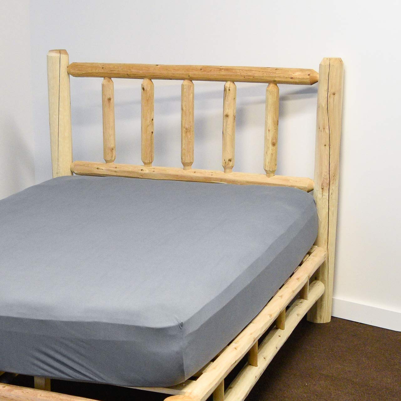 White Cedar Log Platform Bed [Twin Size] - Unfinished Natural Beige Solid Wood Frame, Handcrafted by Amish in USA - Perfect for Rustic Bedrooms, Cabins & Farmhouse Decor