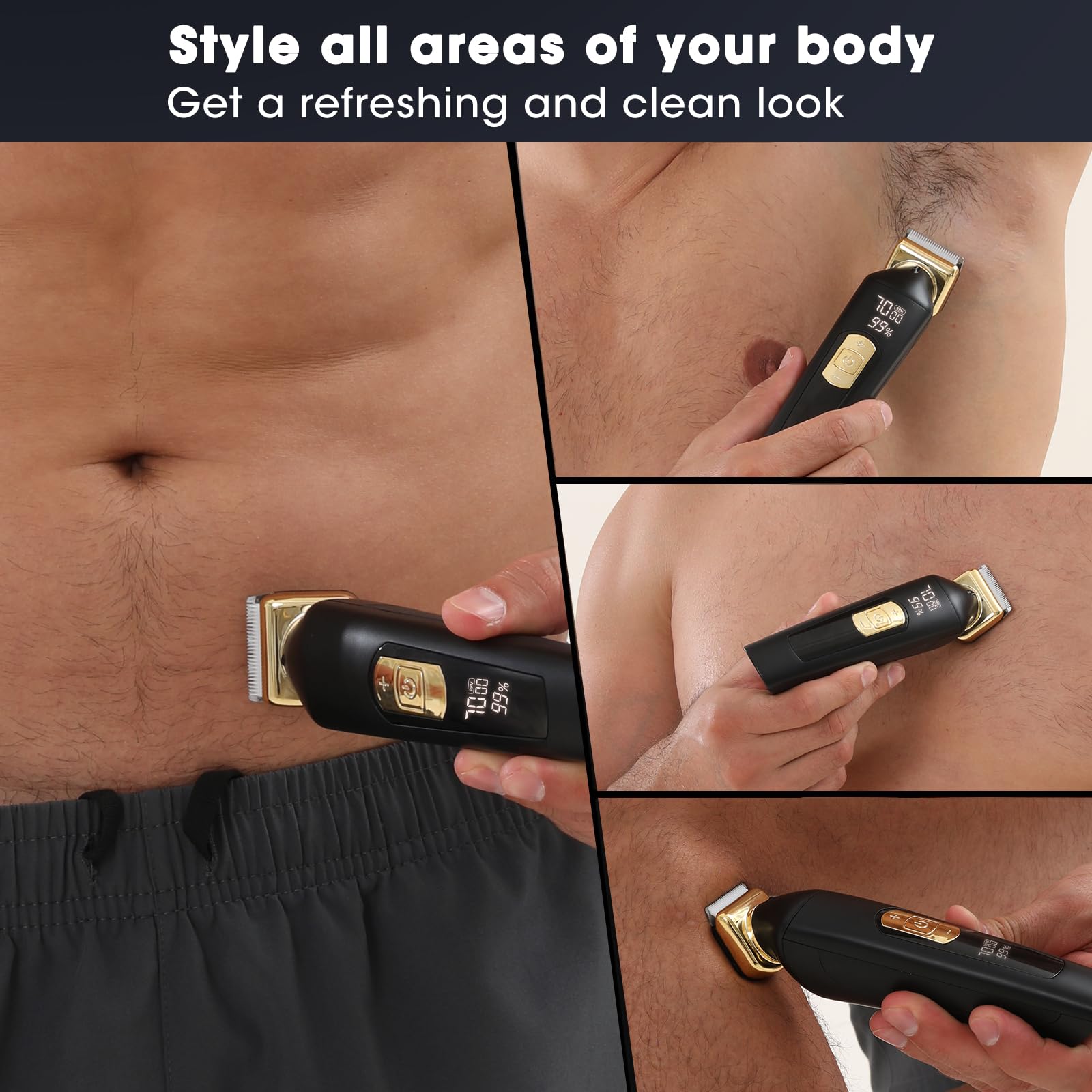 Lanumi Electric Body Hair Trimmer for Men - Wet/Dry Groin Groomer & Ball Trimmer with LCD Display & Rechargeable Dock - Perfect for Pubic, Underarm & Body Grooming at Home or Travel