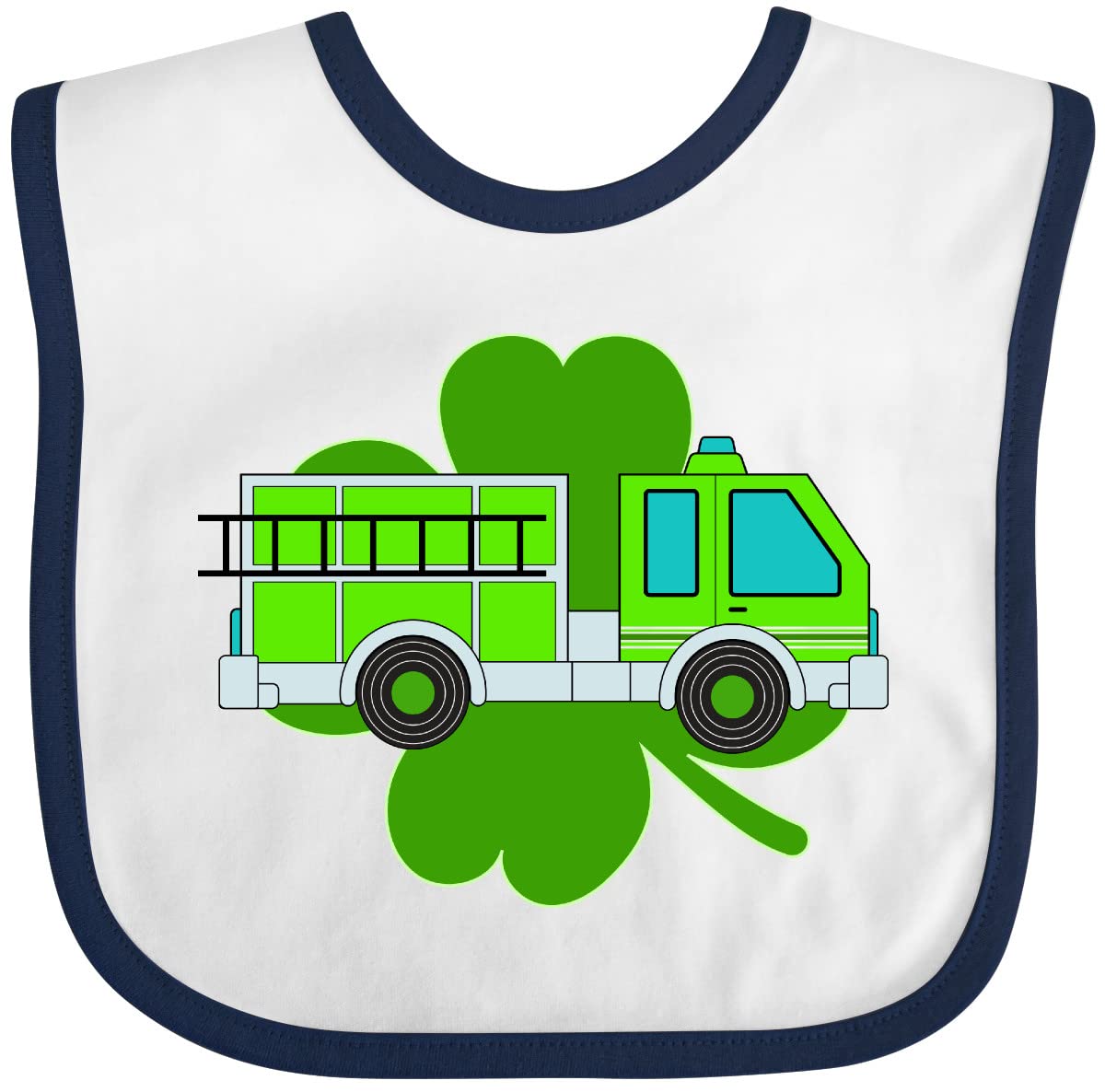 St. Patrick's Day Green Fire Truck with Clover Baby Bib - Perfect for Infants, Toddlers & Irish-Themed Photoshoots