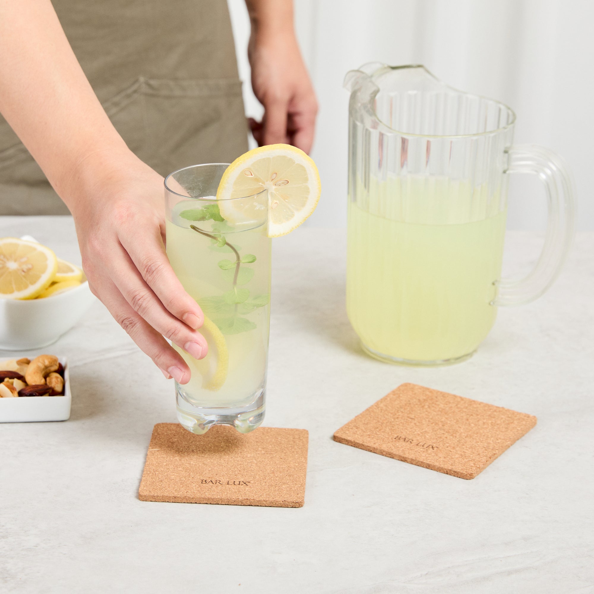 Premium Square Cork Coasters Set of 20 - 4x4 Inch Natural Wine Glass & Cup Protectors - Perfect for Home Bars, Restaurants, and Party Decor