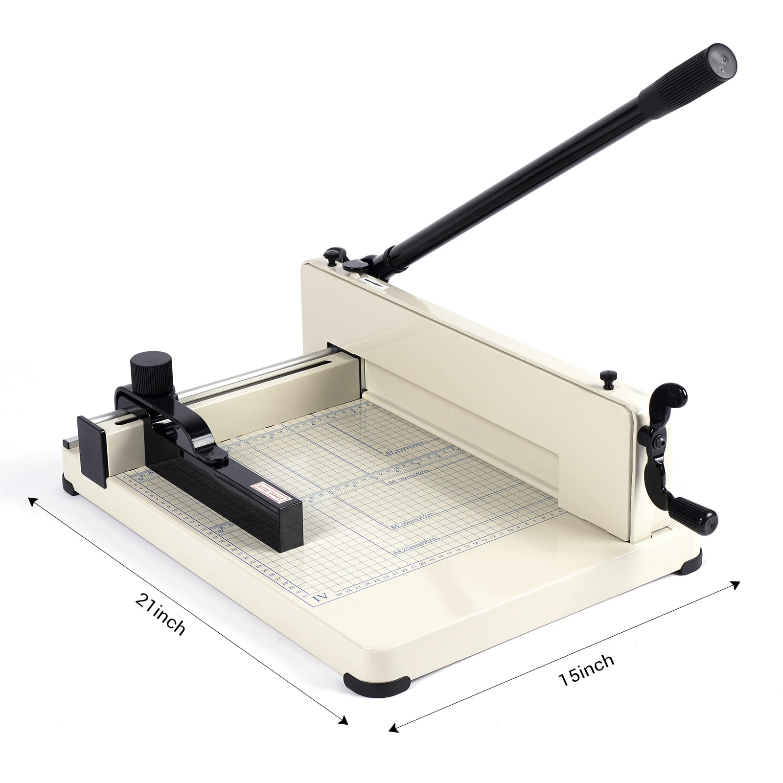 Heavy Duty 12 Inch Guillotine Paper Cutter with Metal Base - A4 Size Paper Trimmer for Office, Home & School - Perfect for Cutting Cardstock, Leather, Photos & Craft Projects (White)