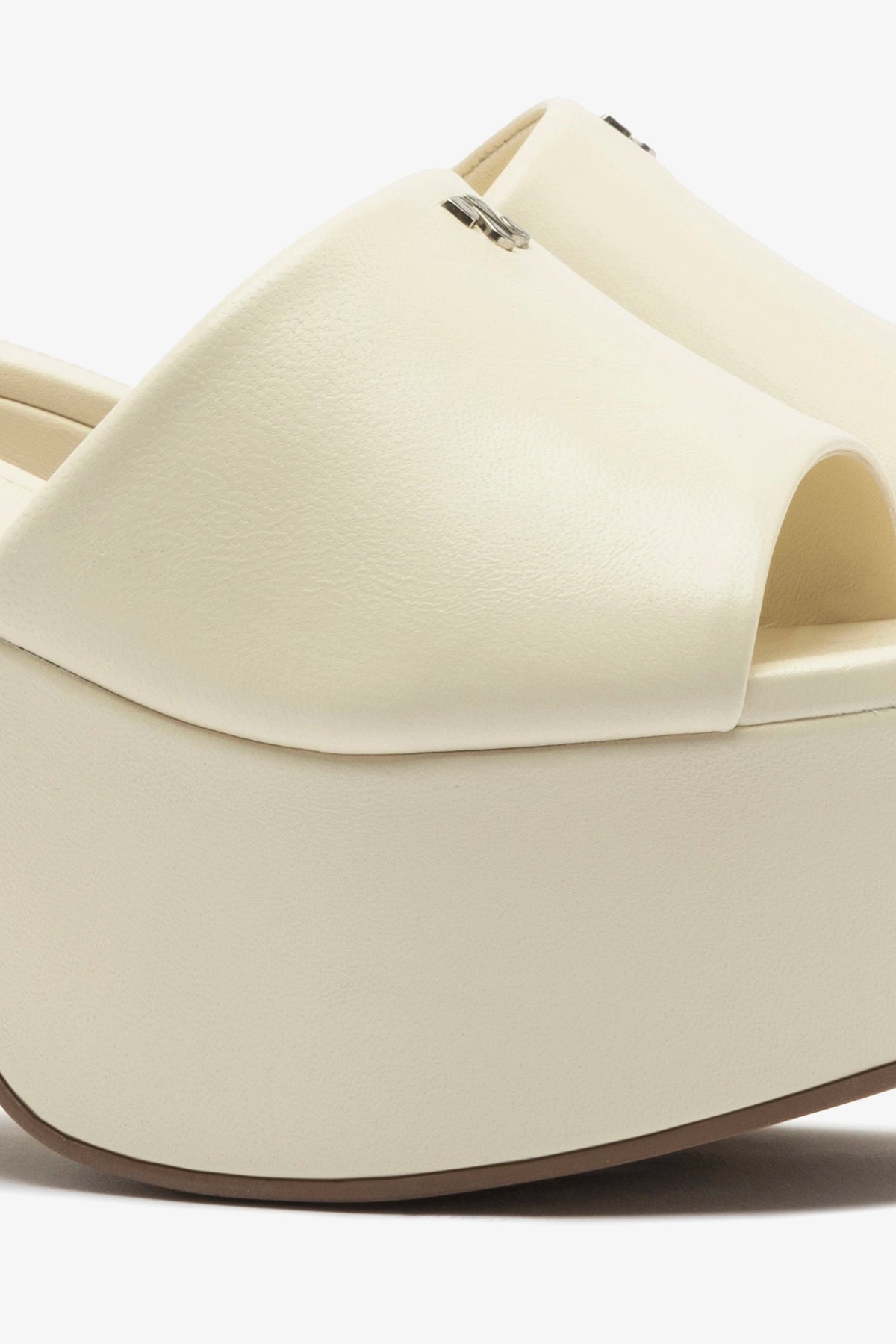 Ivory Leather Miso Platform Mule Shoes - Comfortable Women's Slip-On Loafers for Casual Wear & Office Outfits