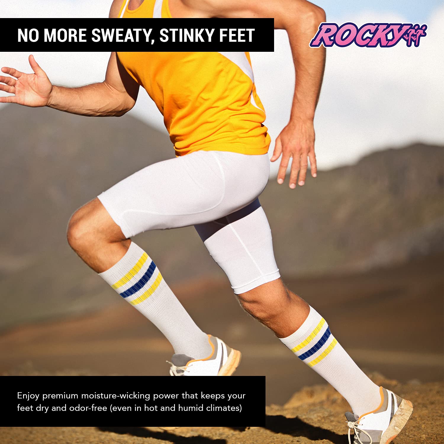Men's Striped Over The Calf High Tube Socks - 6-Pair Pack (Sizes 9-15) | Comfortable Athletic & Casual Socks for Running, Hiking & Everyday Wear