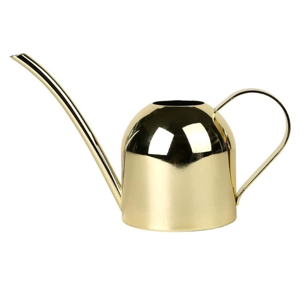 Stainless Steel Watering Can with Long Spout - Indoor Plant Watering Pot for Succulents, Bonsai & Garden Plants | Gold Metal Watering Device for Home, Office & Outdoor Use
