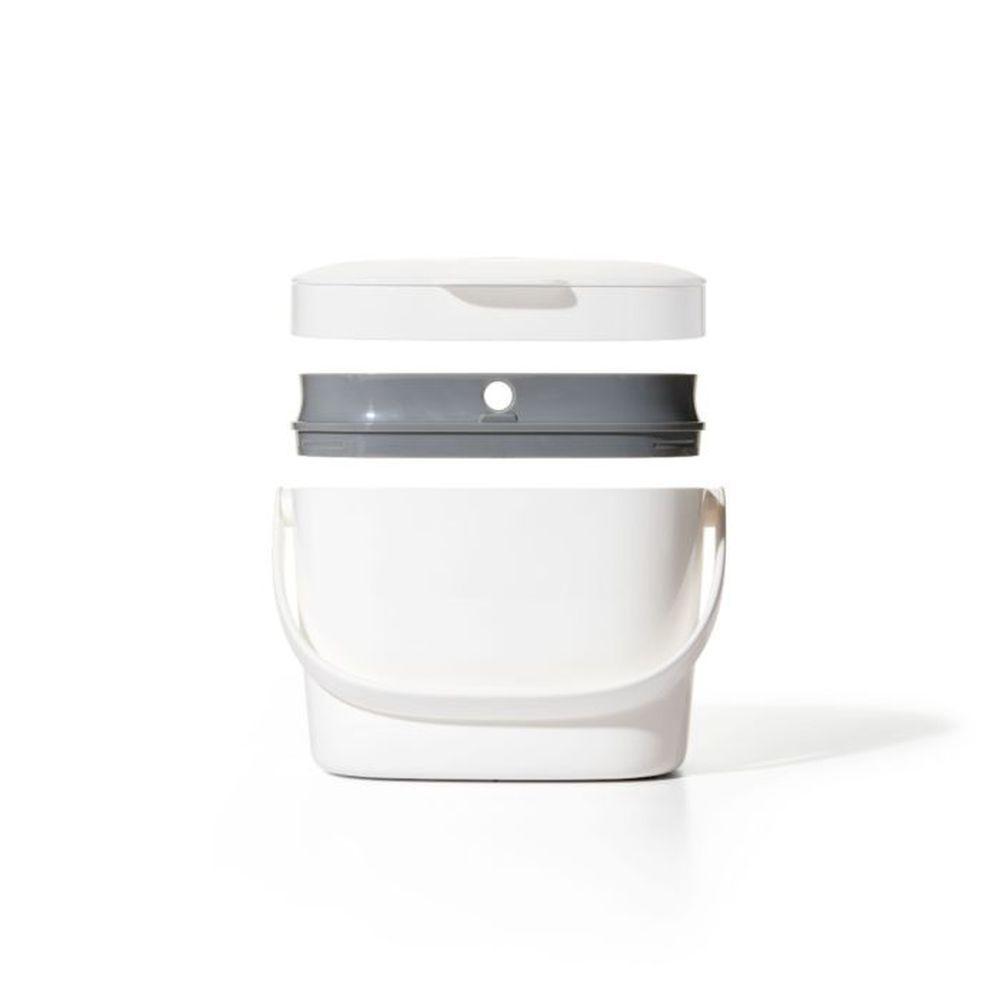 OXO 6.5L Easy Clean Kitchen Compost Bin - White | Odor-Free Food Waste Container for Eco-Friendly Composting | Perfect for Countertop, Home & Garden Use
