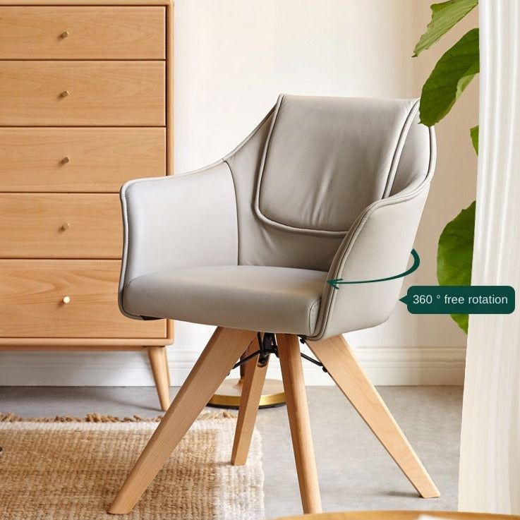 360° Swivel Beech Solid Wood Soft Chair - Ergonomic Comfort for Living Room, Office & Study