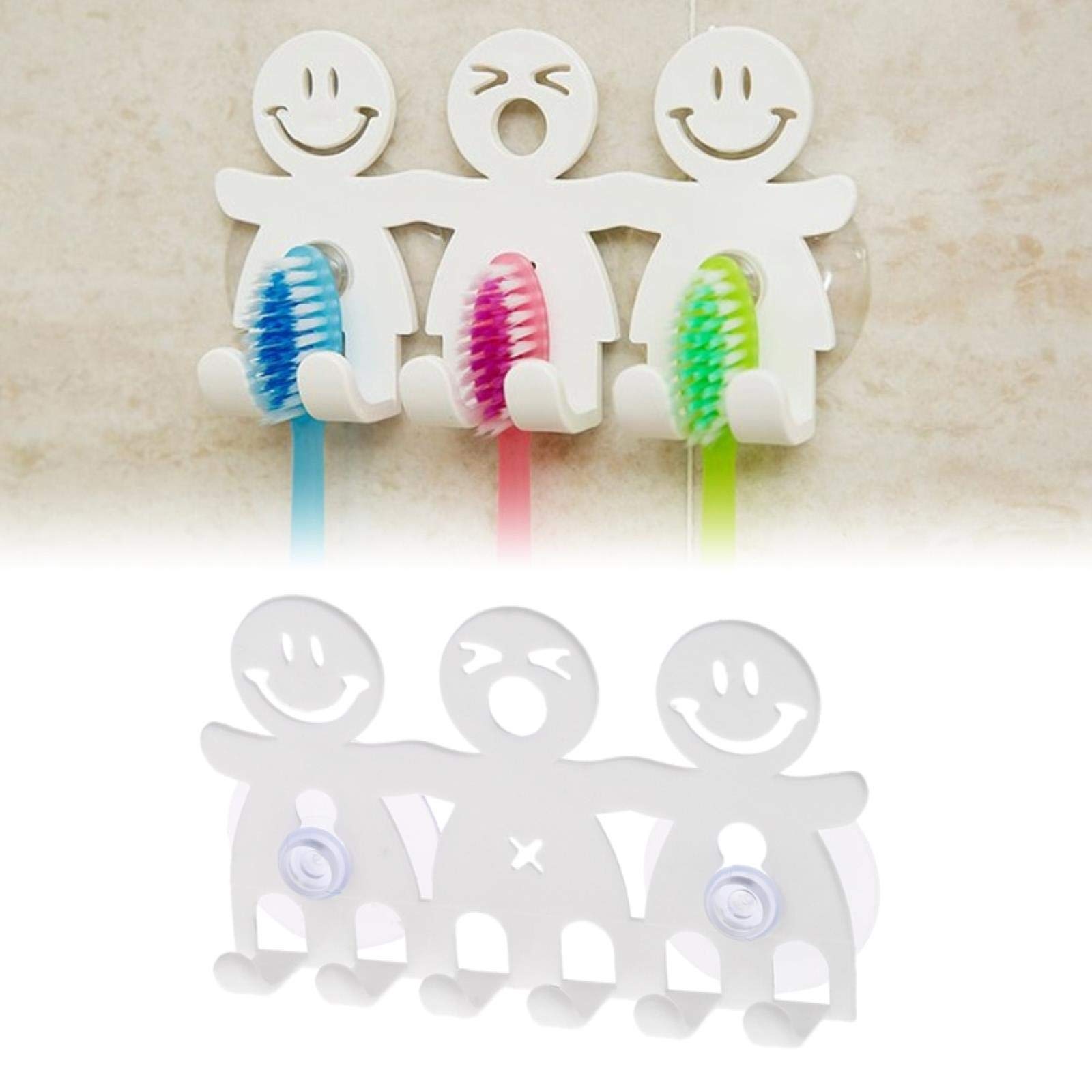 5-Pack Cute Cartoon Toothbrush Holder - Wall Mounted Suction Cup for Bathroom Organization