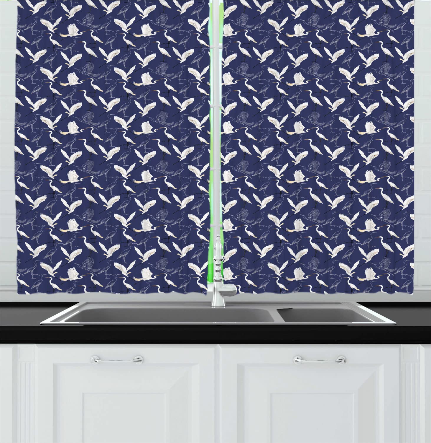 Ambesonne Bird Print Kitchen Curtains - 2 Panels, 55
