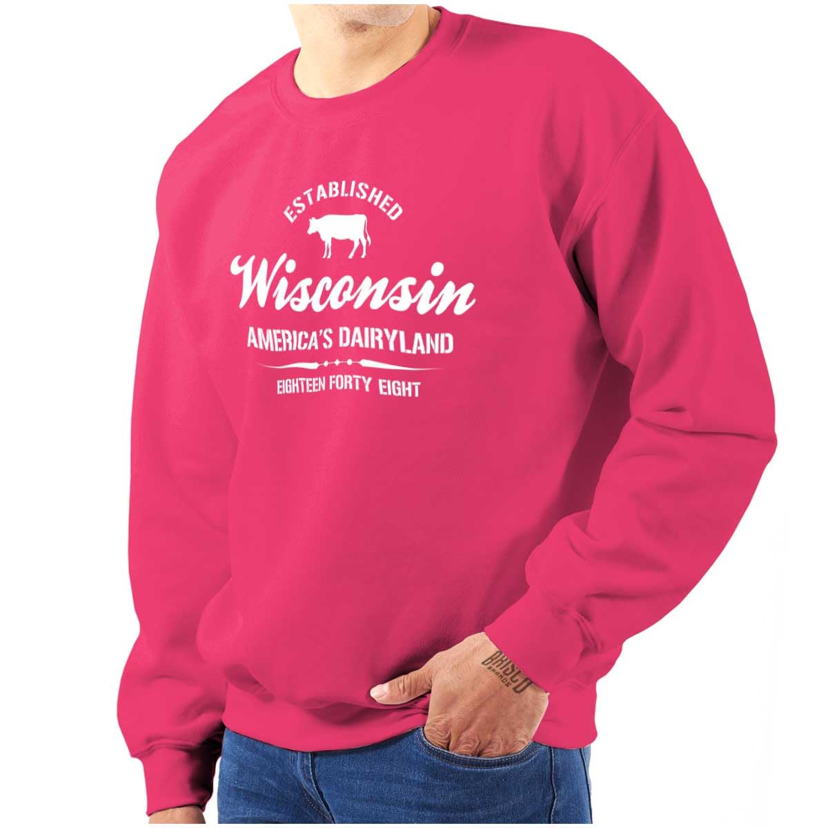 Classic Teaze Wisconsin America's Dairyland State Sweatshirt for Men & Women - Comfortable Unisex Pullover for College, Travel & Casual Wear