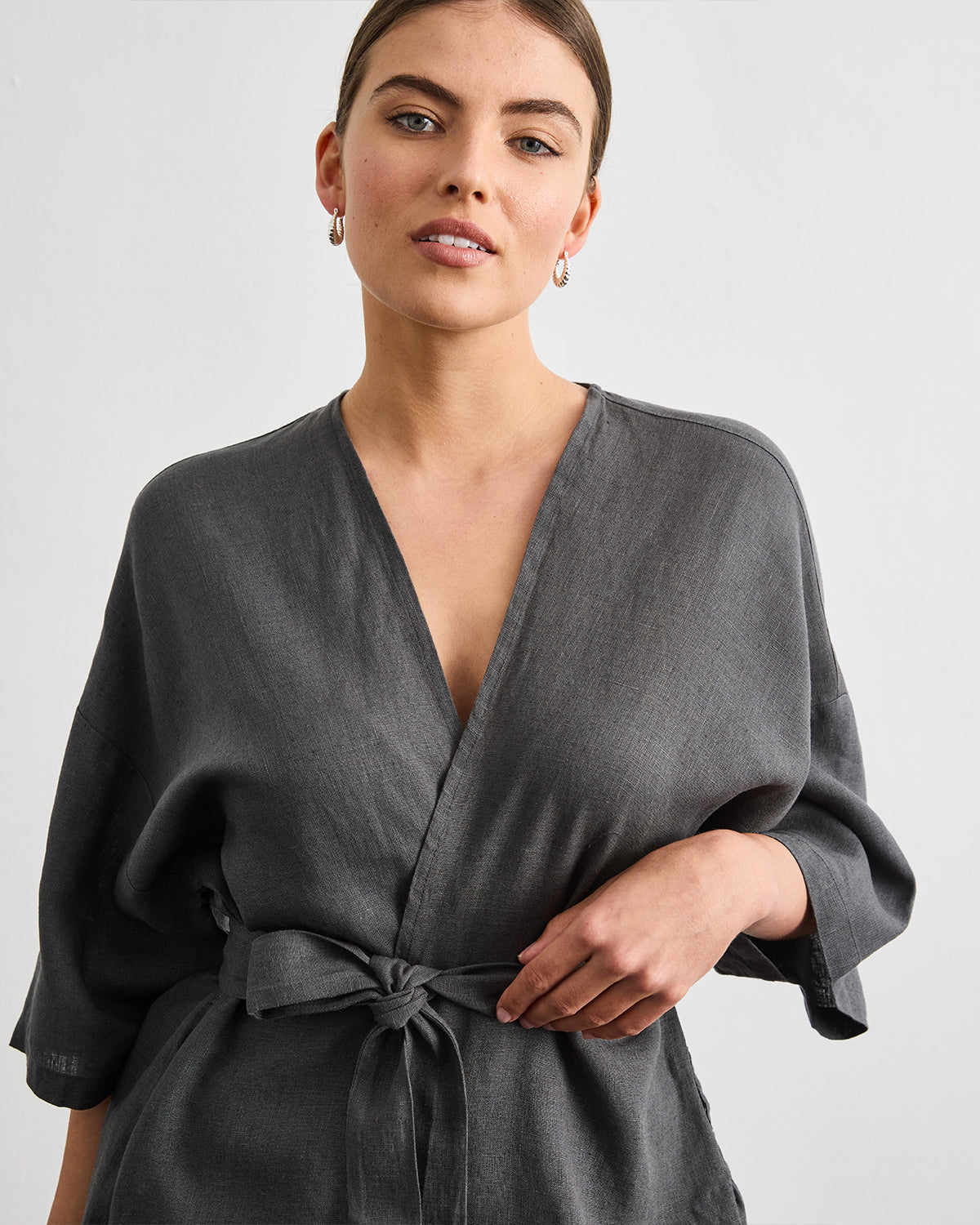 Charcoal Cabana Short Robe - Lightweight Summer Cover-Up for Beach, Pool & Spa - Women's Casual Loungewear
