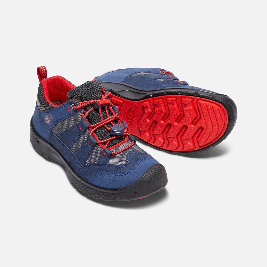 Keen Dress Blues/Fiery Red Hiking Shoes - Lightweight Waterproof Trail Running Shoes for Men & Women - Perfect for Outdoor Adventures, Hiking & Camping