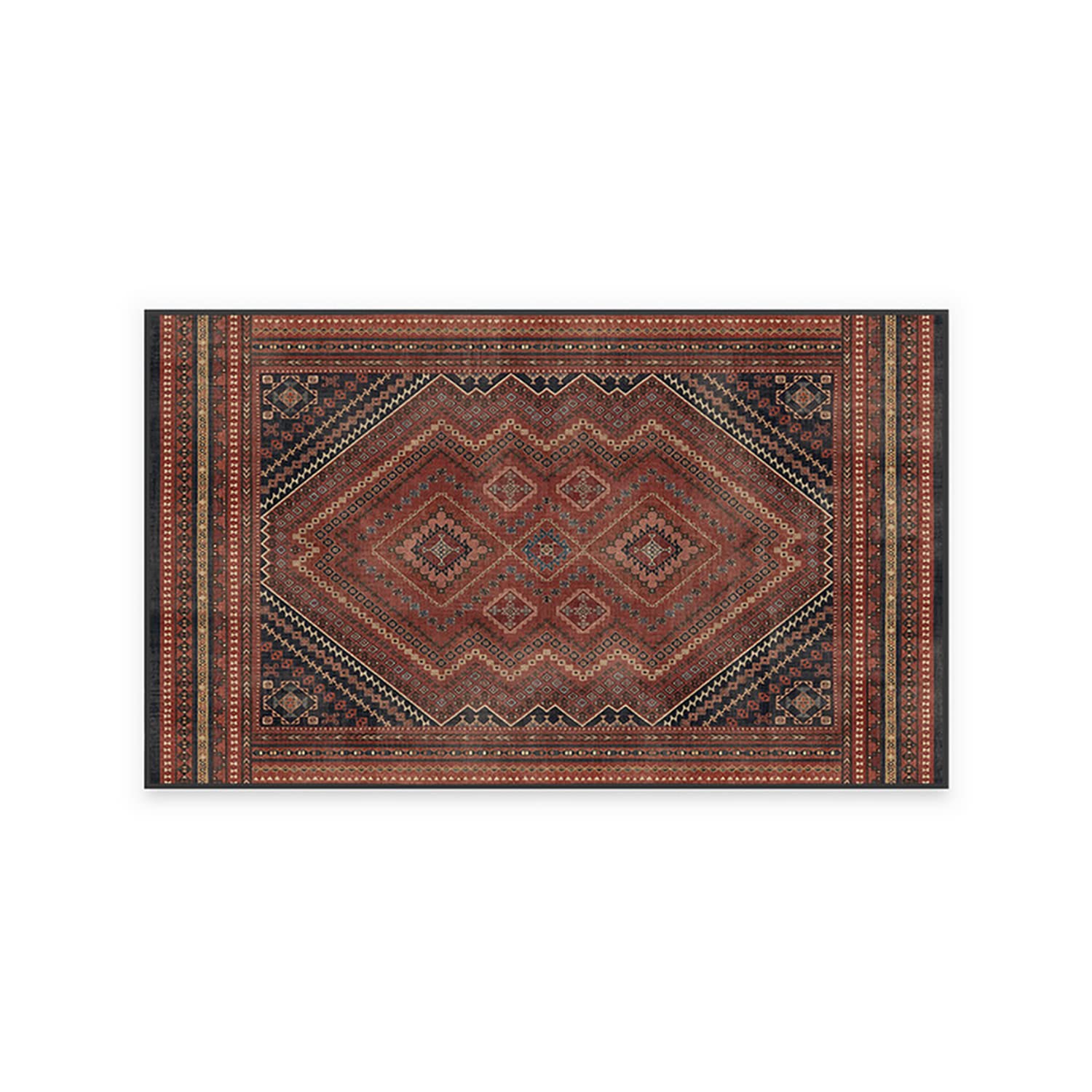 Ruggable Washable 3x5 Area Rug - Kaden Amber Red Vintage Design | Non-Slip Gripper Pad | Premium Washable Rug for Living Room, Bedroom, Kitchen, Office & Classroom | Perfect for High-Traffic Areas & Pet-Friendly Homes