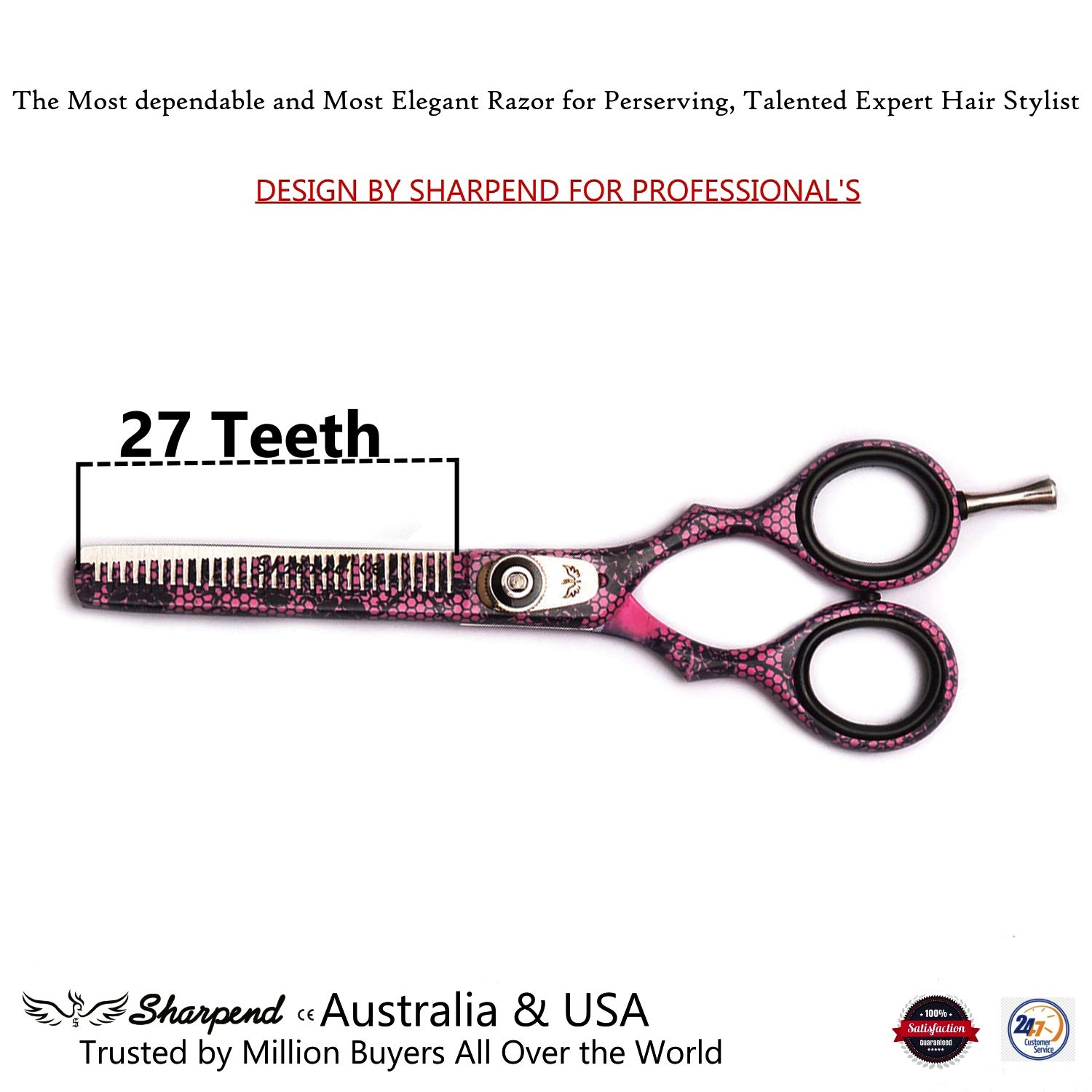 Professional 5.5 Inch Japanese Stainless Steel Hair Cutting Scissors Set - Pink Barber Shears with Thinning Teeth & Razor Edge for Salon & Home Hairdressing | Perfect for Styling, Trimming & Texturizing Hair