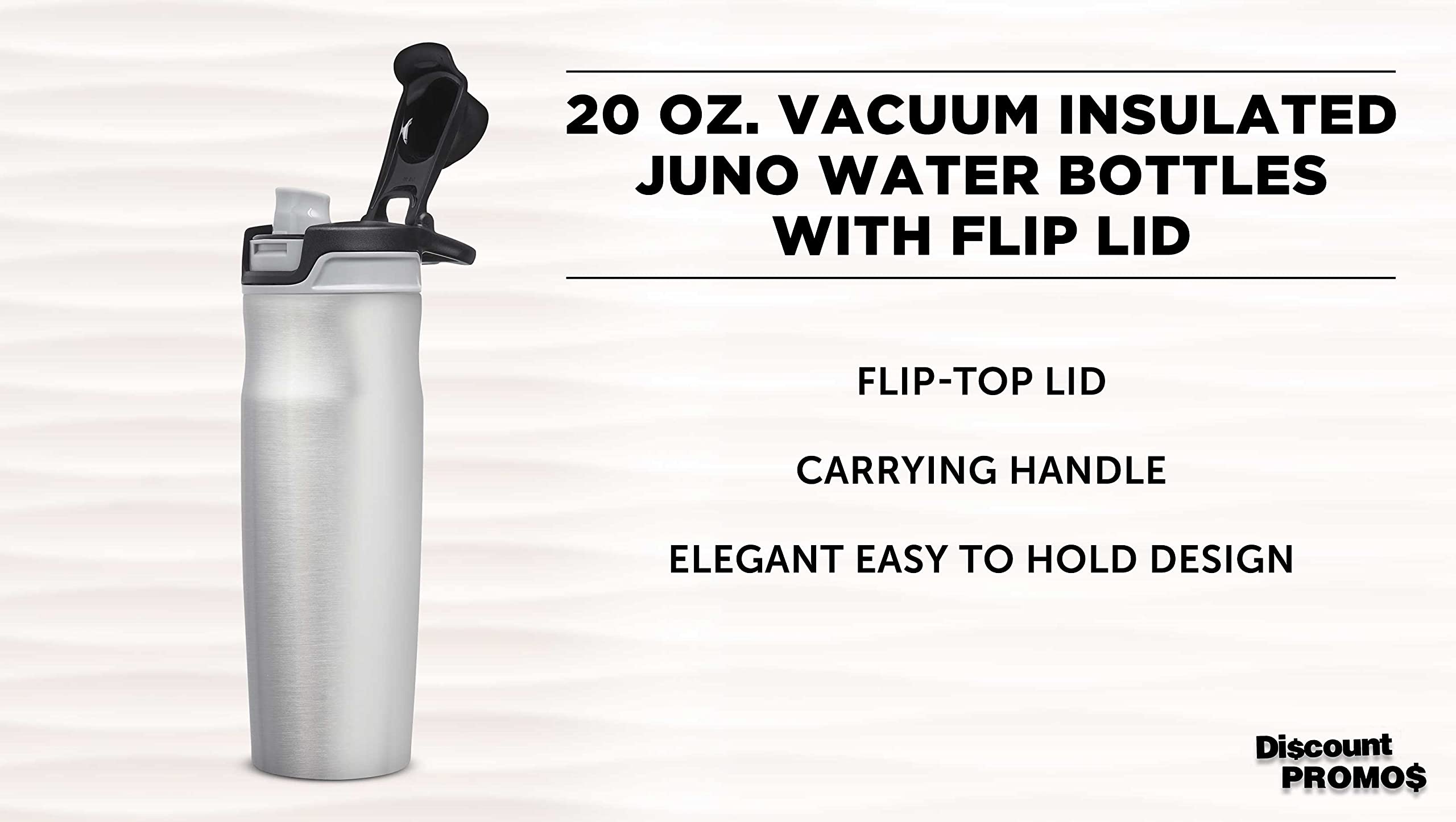 Juno 20 oz Reusable Water Bottles with Flip Lid - Set of 6 Bulk Pack - BPA Free, Leak Proof - Perfect for Gym, Hiking, Cycling, School & Office - Silver