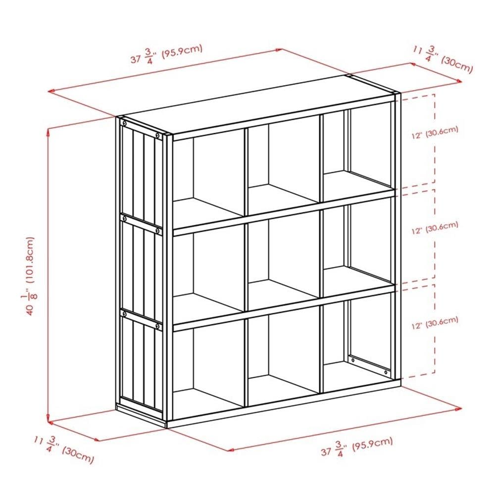 Winsome Timothy 7-Piece Storage Set with 3x3 Grid Shelf & 6 Fabric Baskets - Perfect for Home Organization, Nursery, and Closet Storage