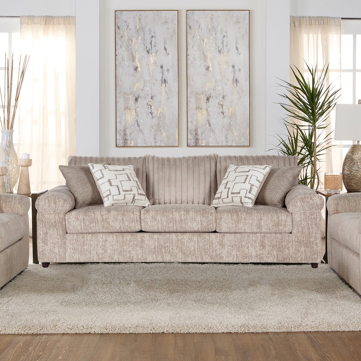 Roundhill Furniture Nason Wide Wale Corduroy Sofa - Modern Comfortable Fabric Couch for Living Room, Lounge & Home Decor