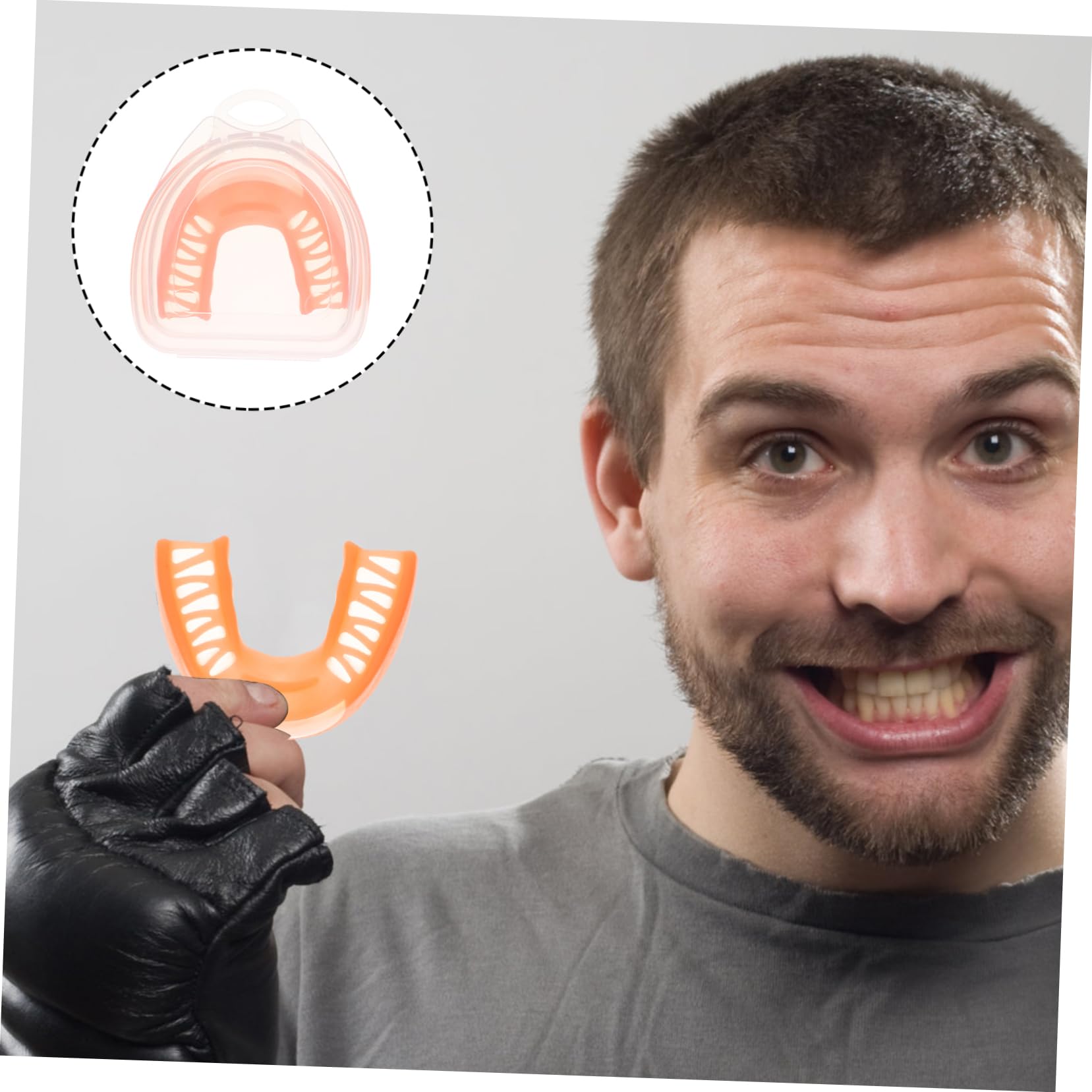 WOONEKY Sports Mouth Guard - Breathable Boxing & Football Mouthguard for Teeth Protection - Orange EVA Gum Shield for MMA, Rugby, Hockey (Ideal for Training & Competition)