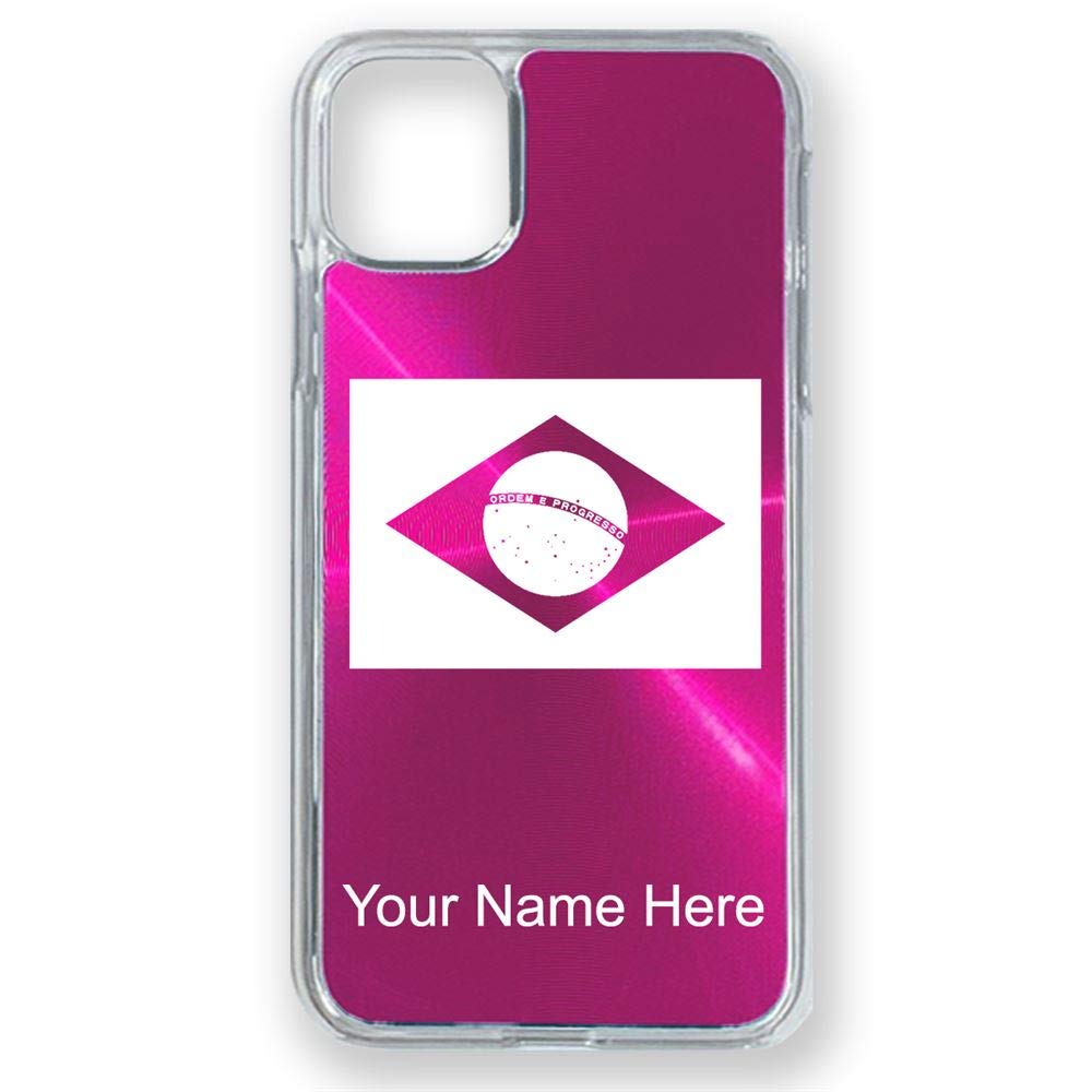 Brazil Flag iPhone 11 Pro Case with Free Custom Engraving - Pink Protective Cover for Travel, National Pride & Everyday Use