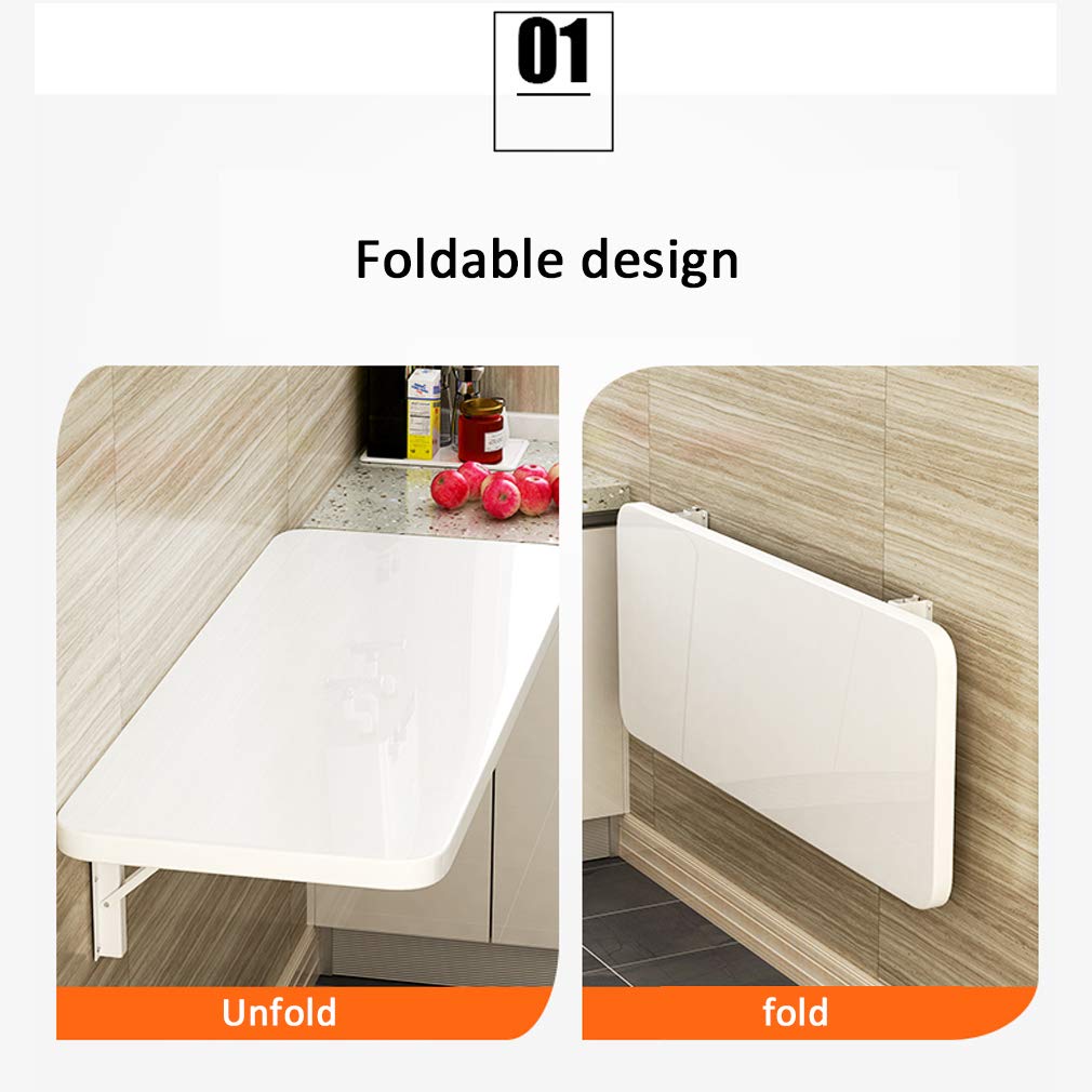 SKOAJAS Wall Mounted Folding Table - Space Saving Multi-Purpose Floating Desk for Kitchen, Dining, Office & Laundry Room - Compact 35.4