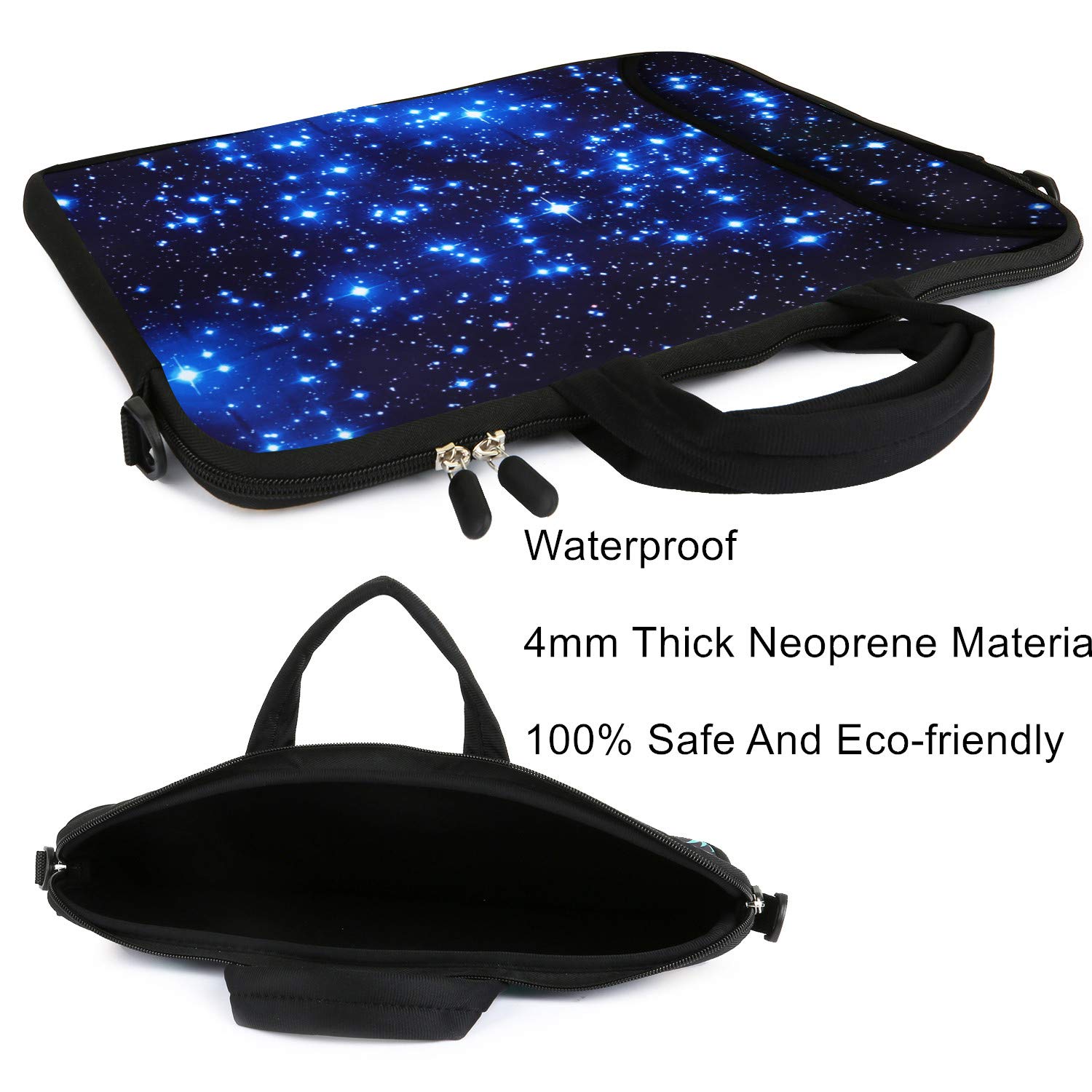 Violet Mist 11-13 Inch Laptop Shoulder Bag - Waterproof Neoprene Messenger Bag with Zipper & Adjustable Strap - Protective Laptop Sleeve Case for MacBook, Tablet & Notebook - Perfect for Work, School & Travel - Blue Galaxy Design