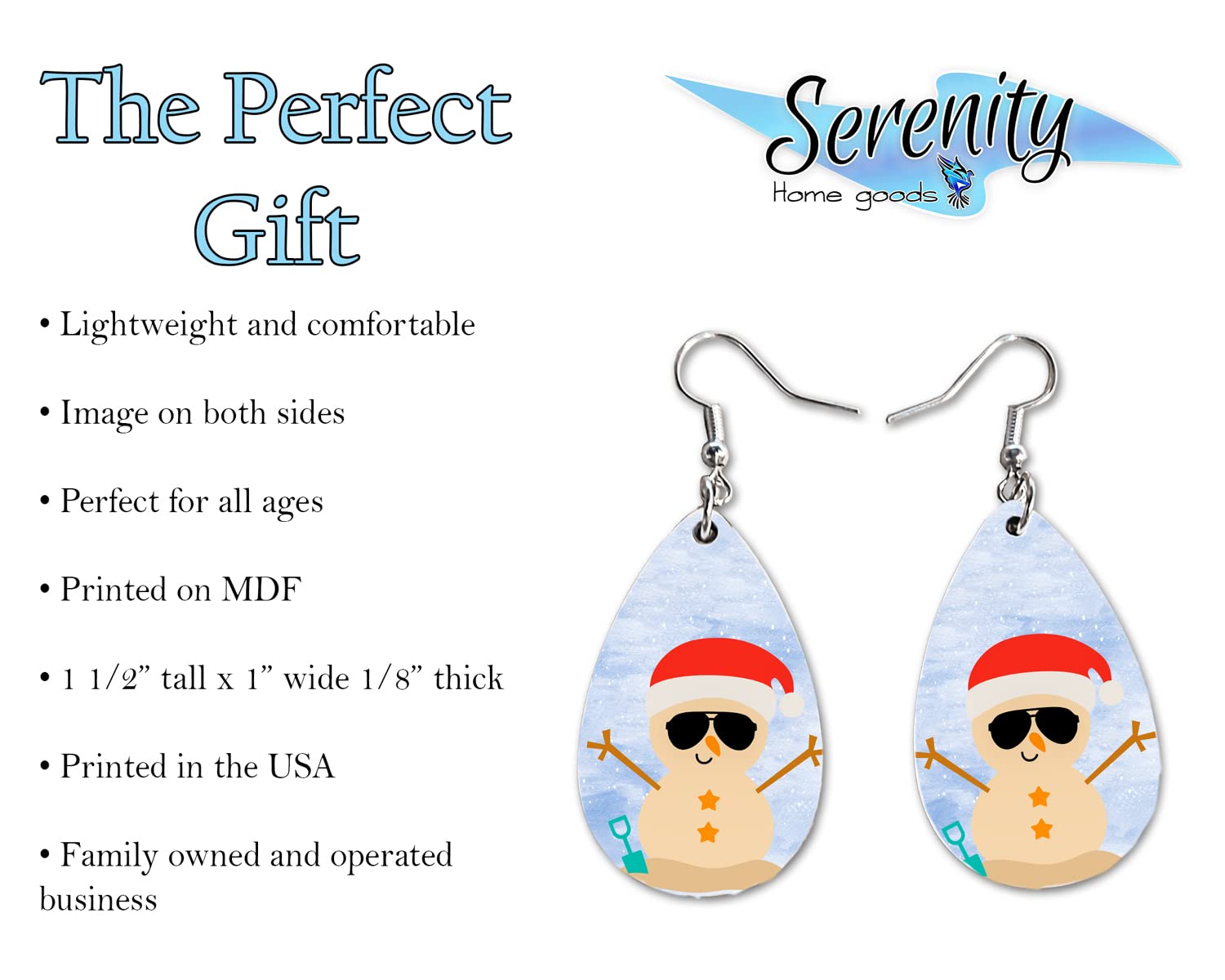 Cute Snowman Dangle Earrings Set - Lightweight Christmas Winter Jewelry for Women - Double Sided Design - Perfect for Holiday Parties & Gift Giving