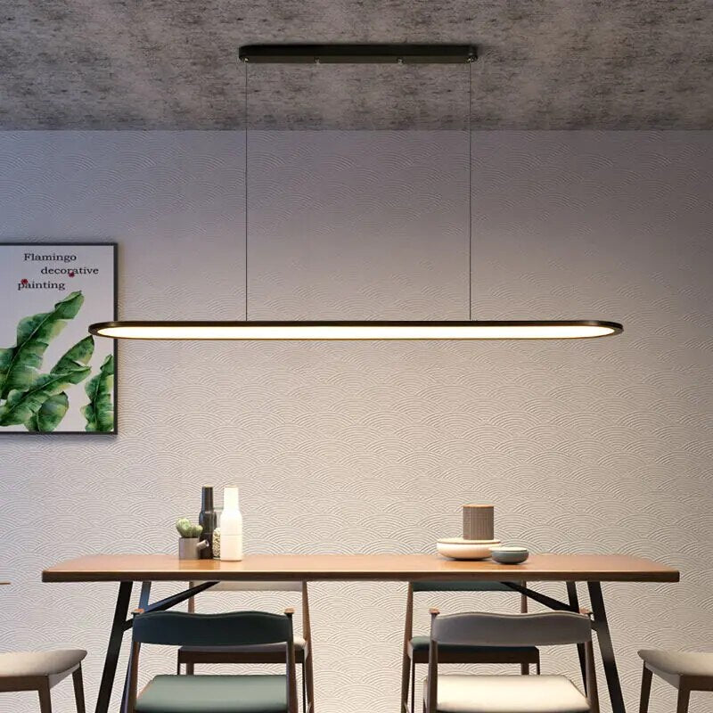 Modern Black LED Pendant Lights - Minimalist Hanging Fixture for Kitchen Island, Dining Room & Bedroom Lighting