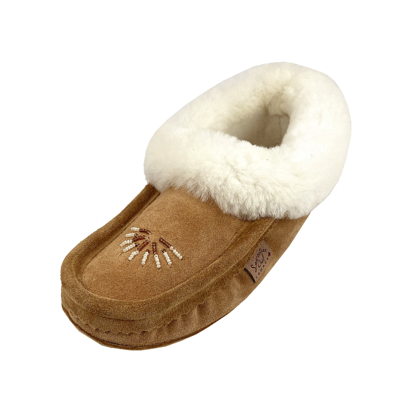 Women's Soft Sole Beaded Moccasins with Sheepskin Lining - Cozy Indoor/Outdoor House Slippers for Winter Comfort & Style