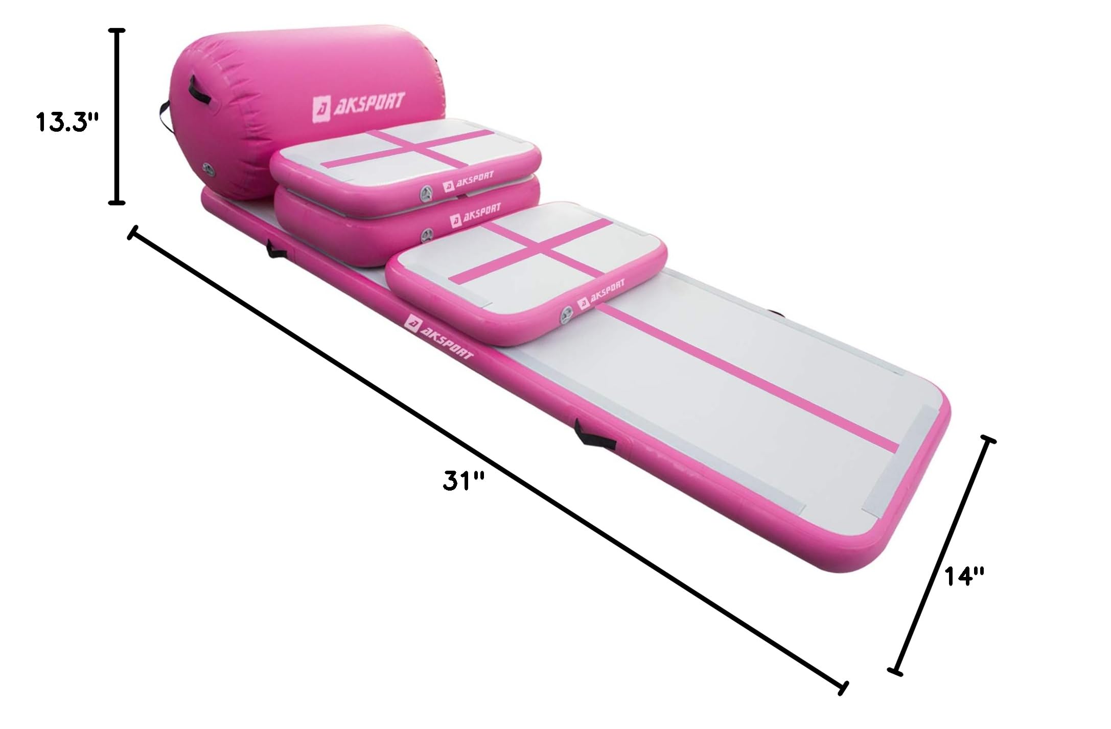 AKSPORT 5-Piece Inflatable Gymnastics Air Mat Set with Electric Pump - Tumble Track, Tumbling Mat for Home Gym, Cheerleading Training, Beach & Park Activities, Water Play - Perfect for Kids & Adults Exercise