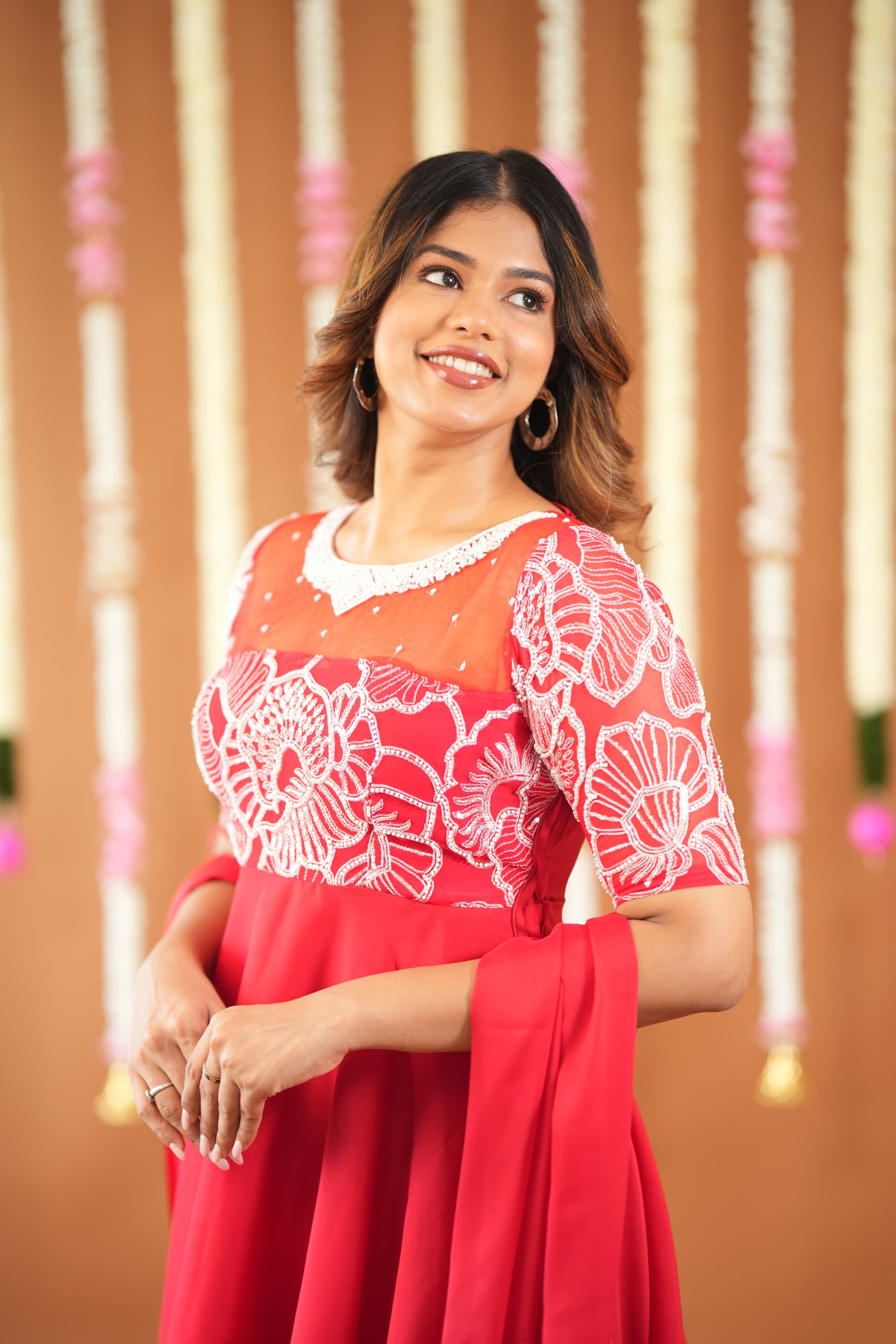 DD612 Nithya Premium Designer Anarkali Kurti for Women - Elegant Ethnic Embroidered Long Tunic Top for Parties, Weddings & Festive Occasions