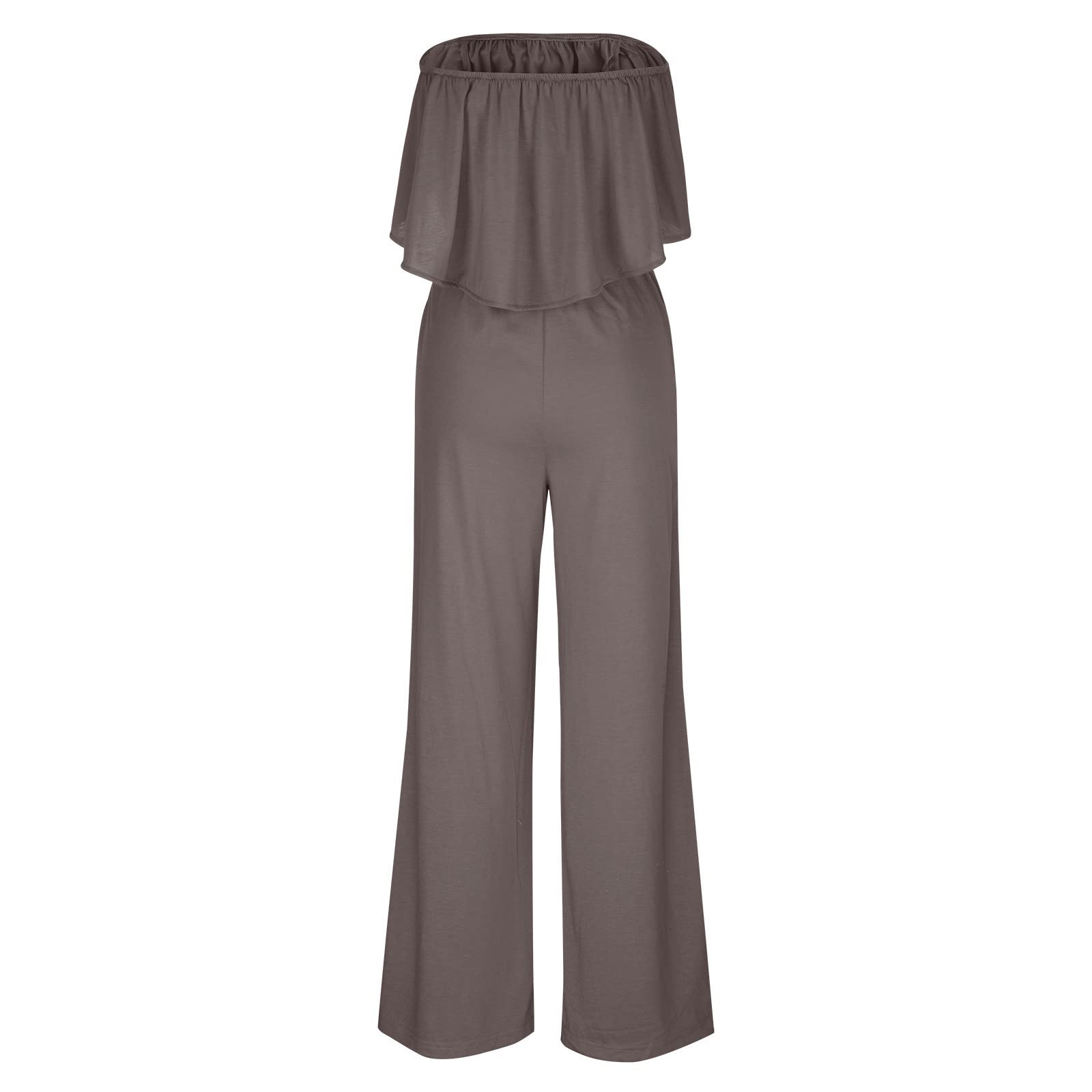 Women's Sexy Dressy Romper Jumpsuit - One Piece Ruffle Sleeveless Suspender Outfit with Long Pants | Solid Color Loungewear for Casual Wear, Night Out & Party