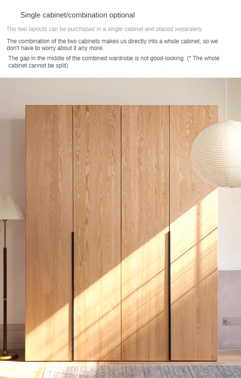 Solid Oak Wood Wardrobe - Modern High Closet for Bedroom & Living Room Storage | Durable & Stylish Furniture for Home Organization