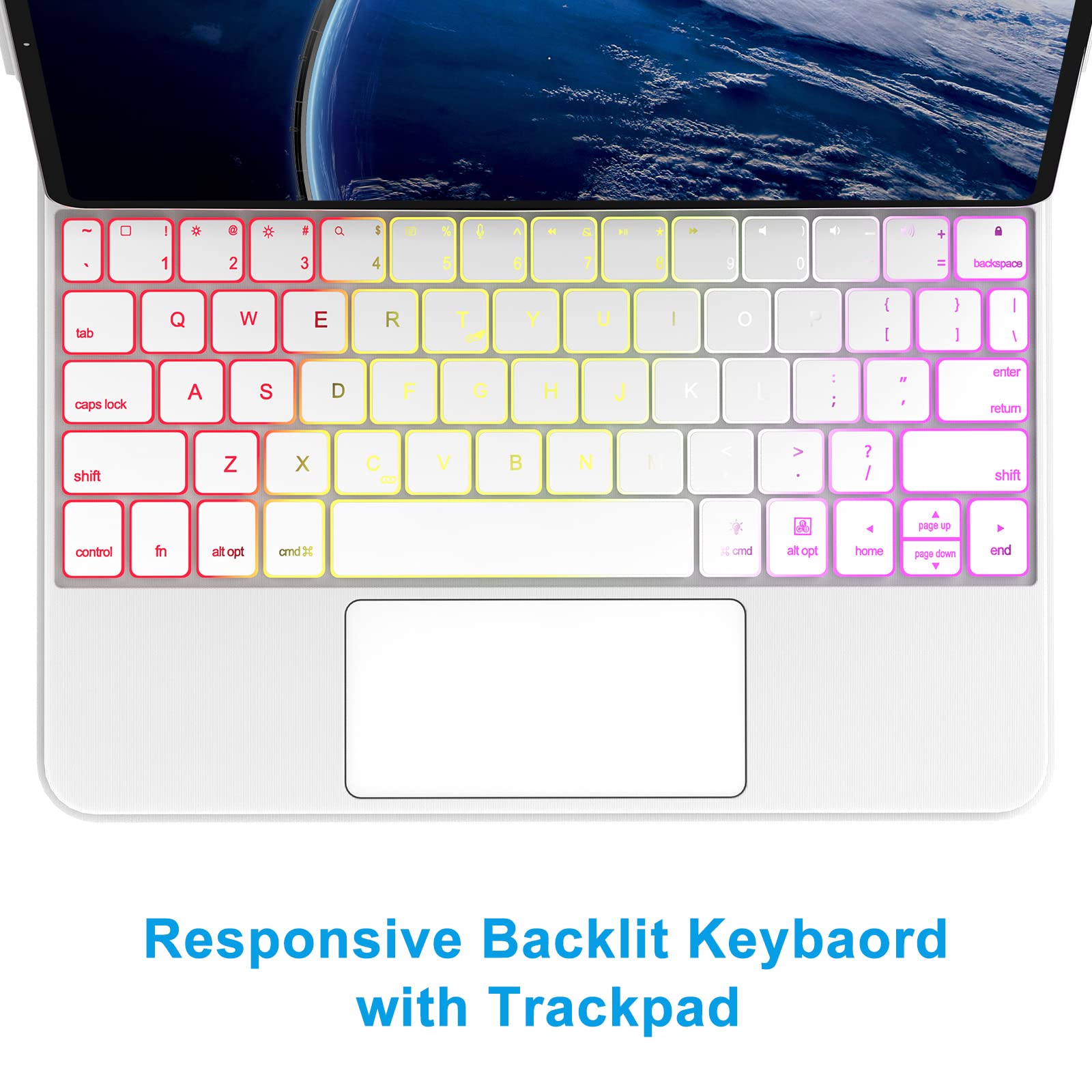 KVAGO Bluetooth Keyboard Case for iPad Air 11-inch (M2 2024)/10.9-inch (5th & 4th Gen) & iPad Pro 11'' (1st/2nd/3rd Gen) - Slim Protective Cover with Backlit Keys | Perfect for Work, Travel & Study (Pearl White)