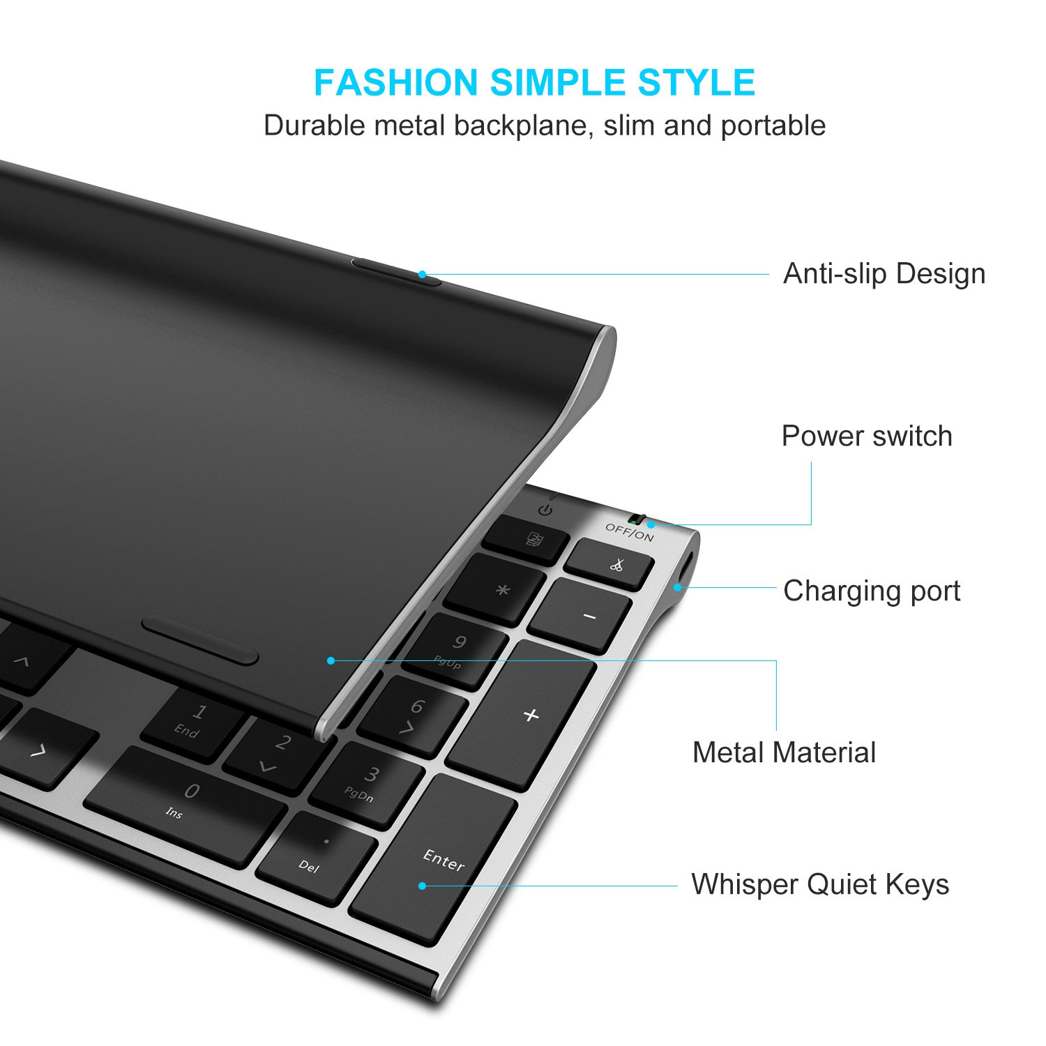 Vssoplor Wireless Keyboard and Mouse Combo - Rechargeable, Quiet Full-Size Keyboard with Ultra Slim Design for PC, Laptop, Desktop - Dark Gray | Perfect for Office, Home & Gaming Use