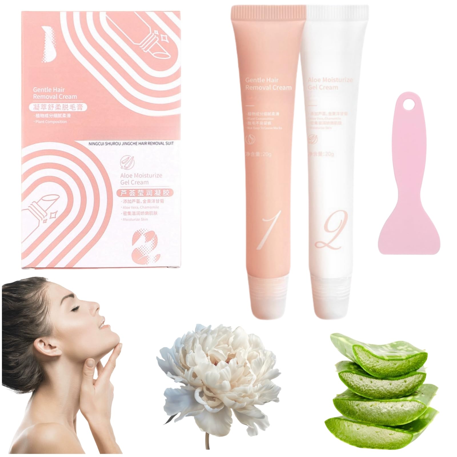 Auures Hair Removal Cream Kit for Women - Facial & Body Hair Remover with Scraper - Painless & Gentle Depilatory Cream for Smooth Skin - Perfect for Bikini Line, Legs, Arms & Underarms