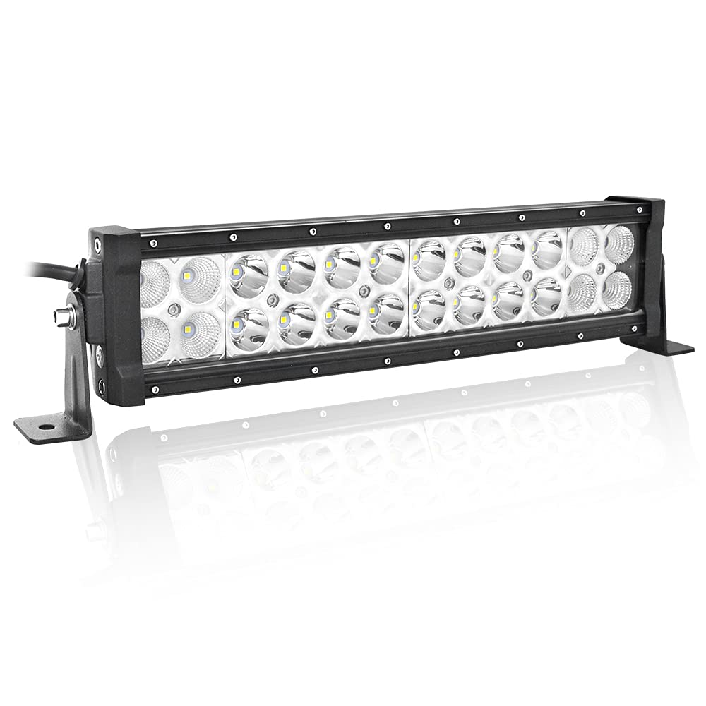 72W 12-Inch LED Light Bar Combo Spot Flood Beam - Off Road Lights for Trucks, Tractors, Trailers, 4x4 & Boats - Waterproof Fog & Driving Lights for Work, Camping & Night Adventures