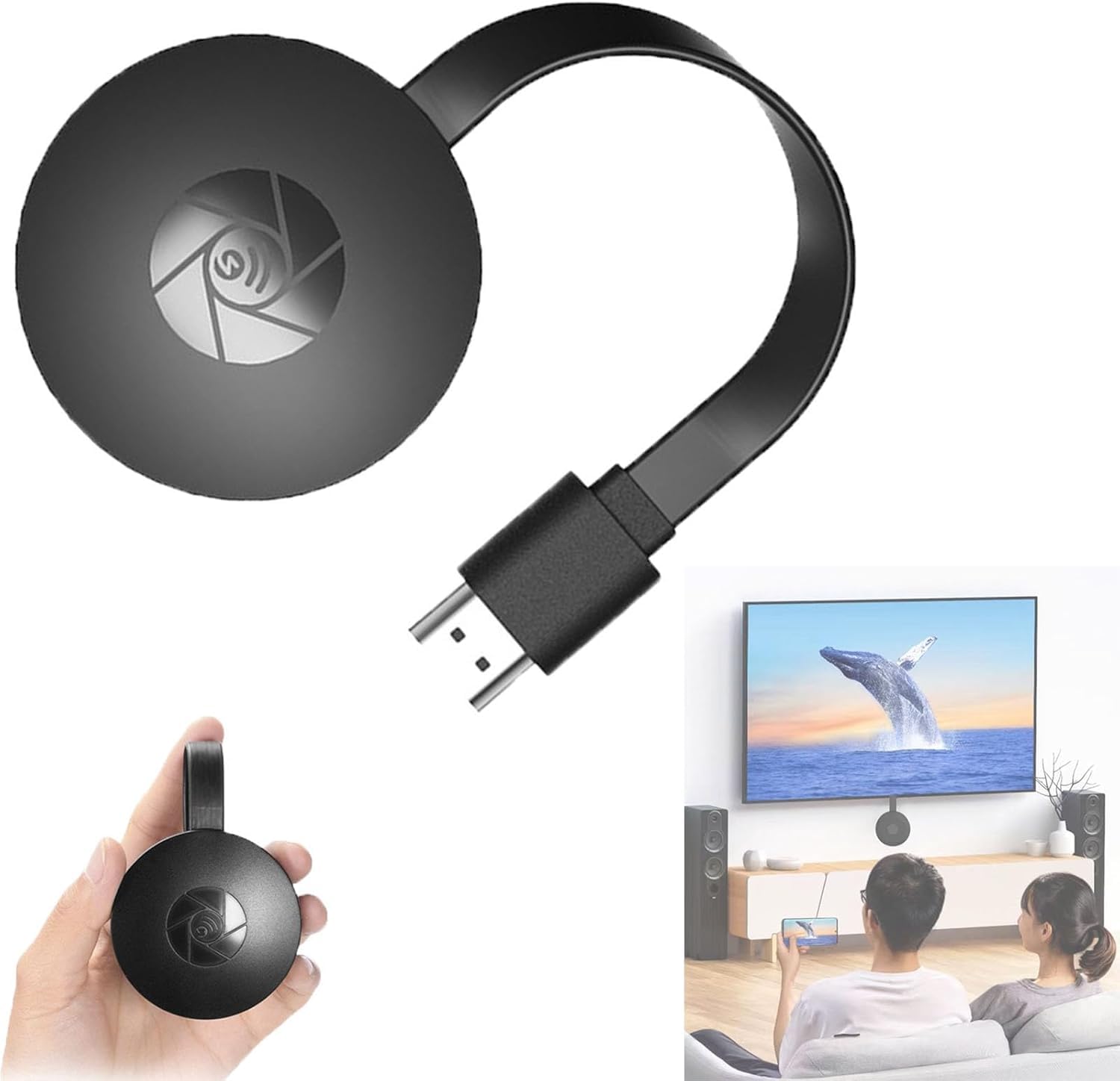 JHDZ 4K Wireless Display Adapter & Streaming Media Player for TV - HD 1080p Screen Mirroring, Casting Device, Wireless Projector for Home Theater, Gaming, and Office Presentations