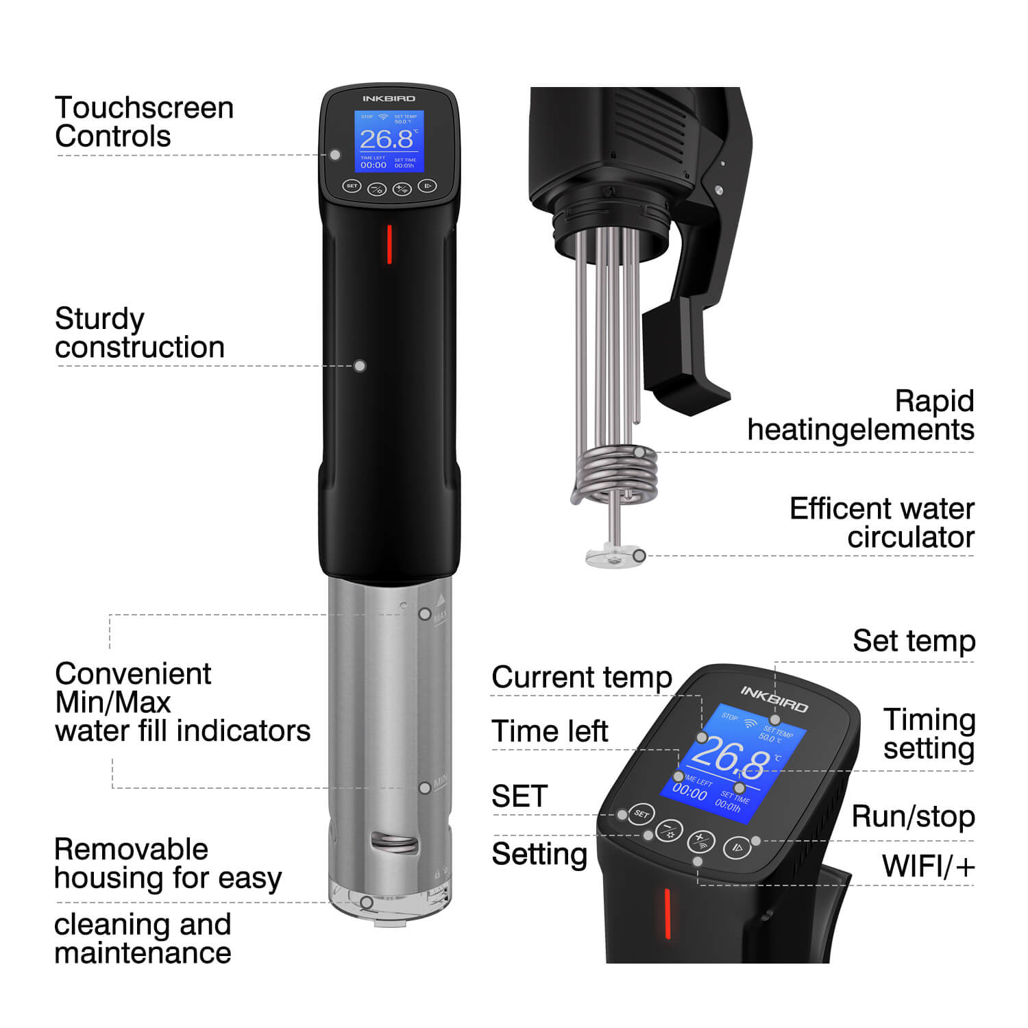ISV 100W WiFi Sous Vide Precision Cooker - Smart Temperature Control for Perfect Steaks, Chicken & Fish - Ideal for Home Chefs & Meal Prep